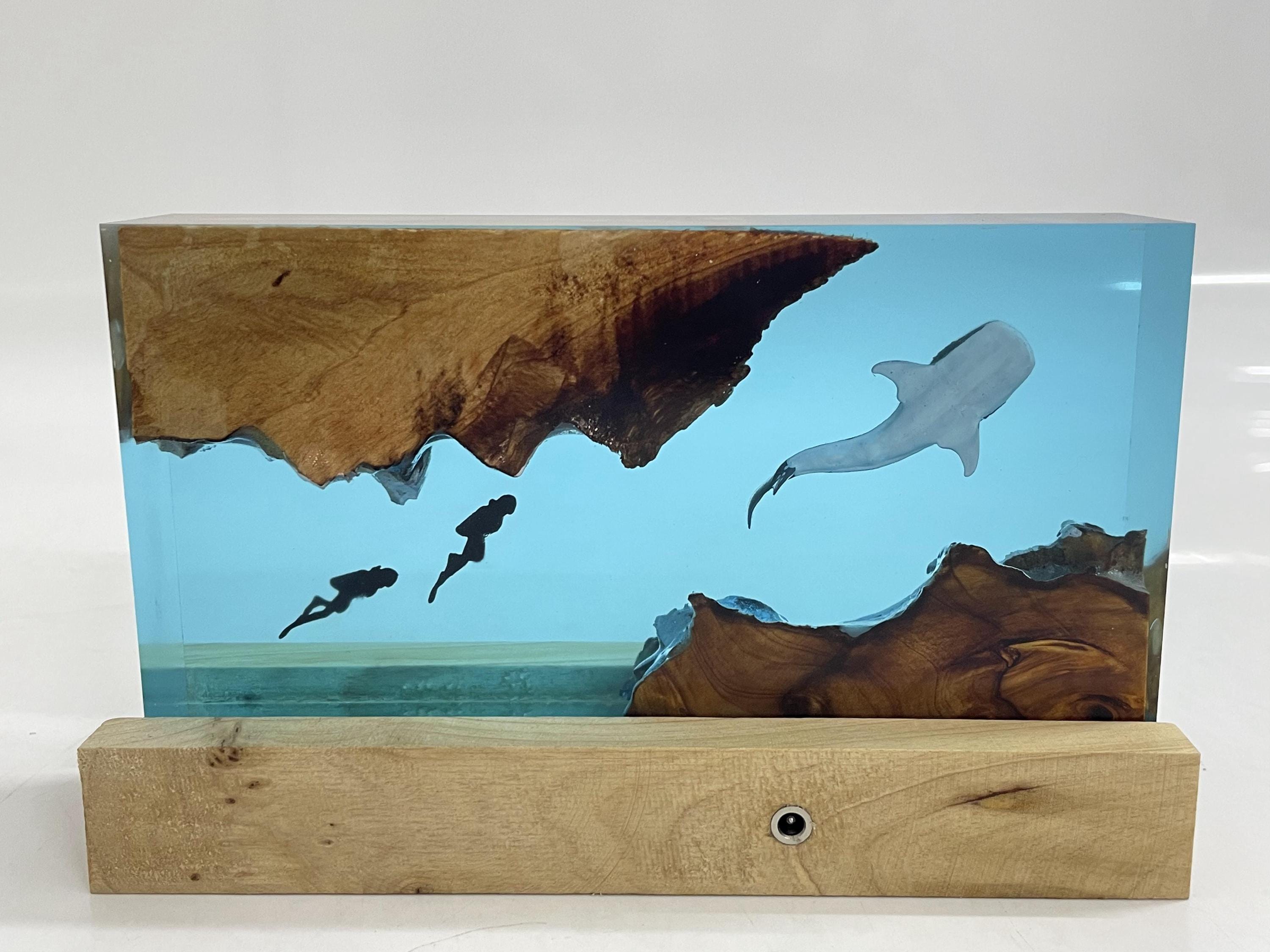 Whale Shark Cube Resin Lamp, Handmade Ornament, Diver Art Craft, ocean art, Best Friend Gift, Unique Decor, Gift for Kids