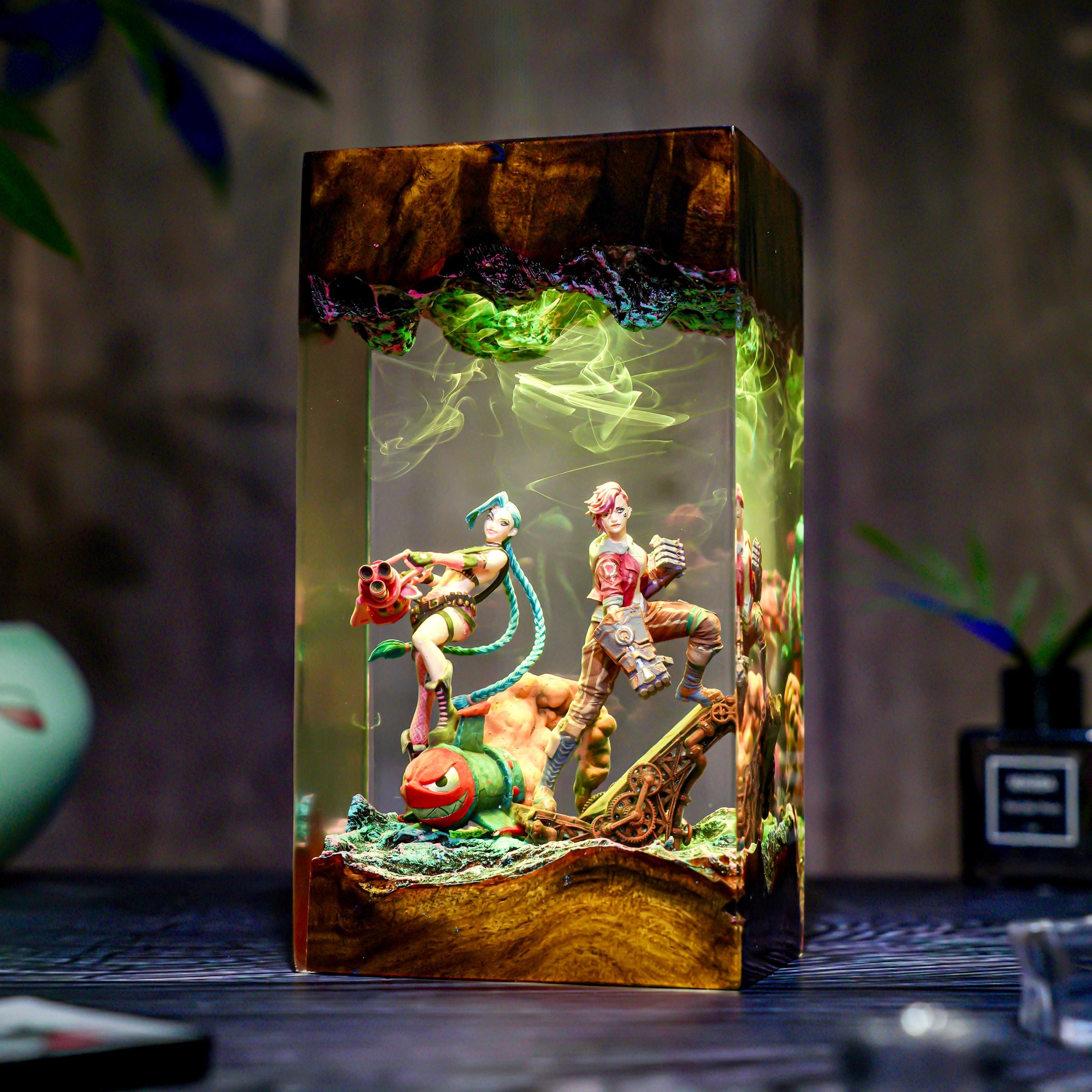 Handmade League of Heroes lamp, Game of Legends, ZinX & Vy Lamp, Resin figures, Table lamp, Gamer Gift, Fan Merchandise, Christmas gift