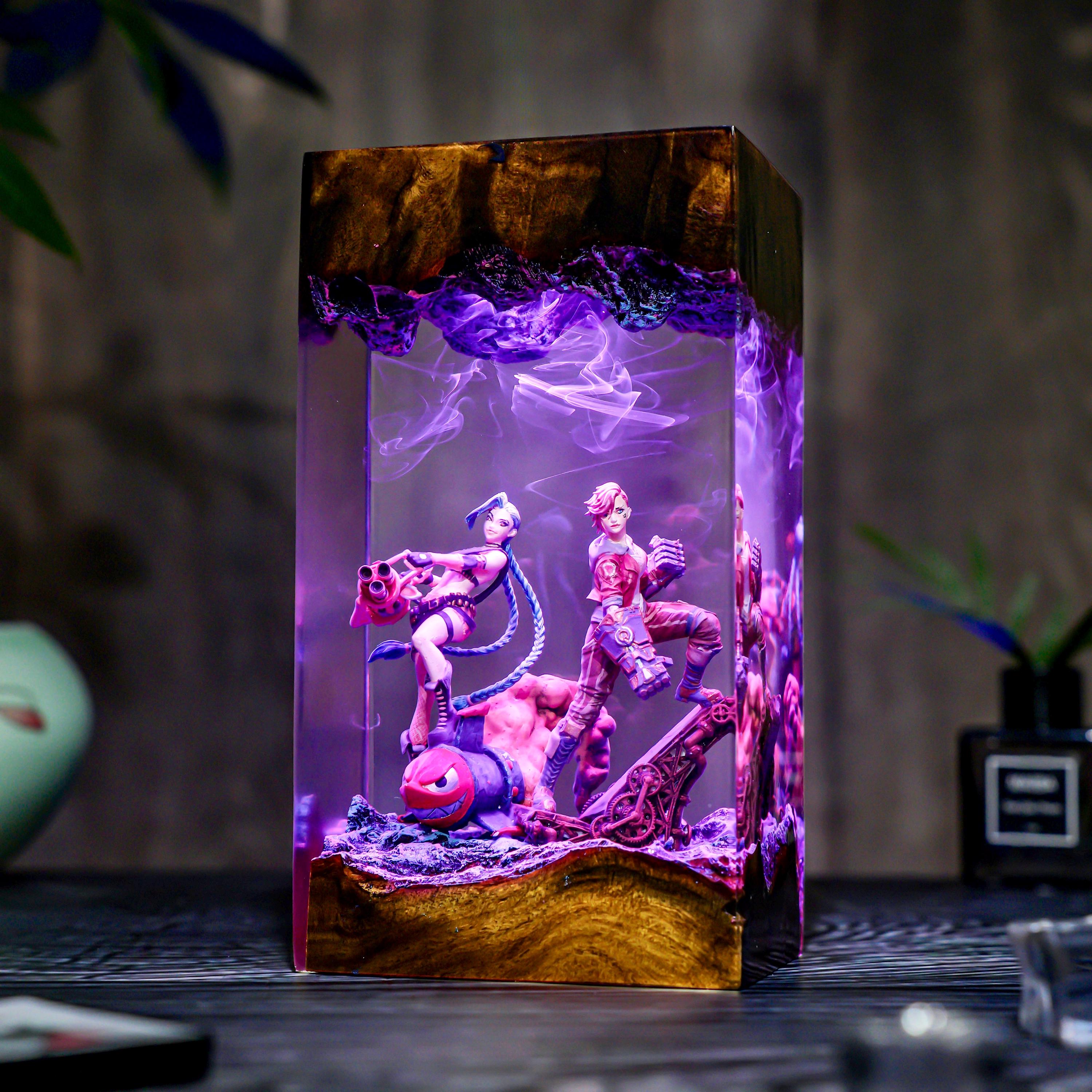 Handmade League of Heroes lamp, Game of Legends, ZinX & Vy Lamp, Resin figures, Table lamp, Gamer Gift, Fan Merchandise, Christmas gift