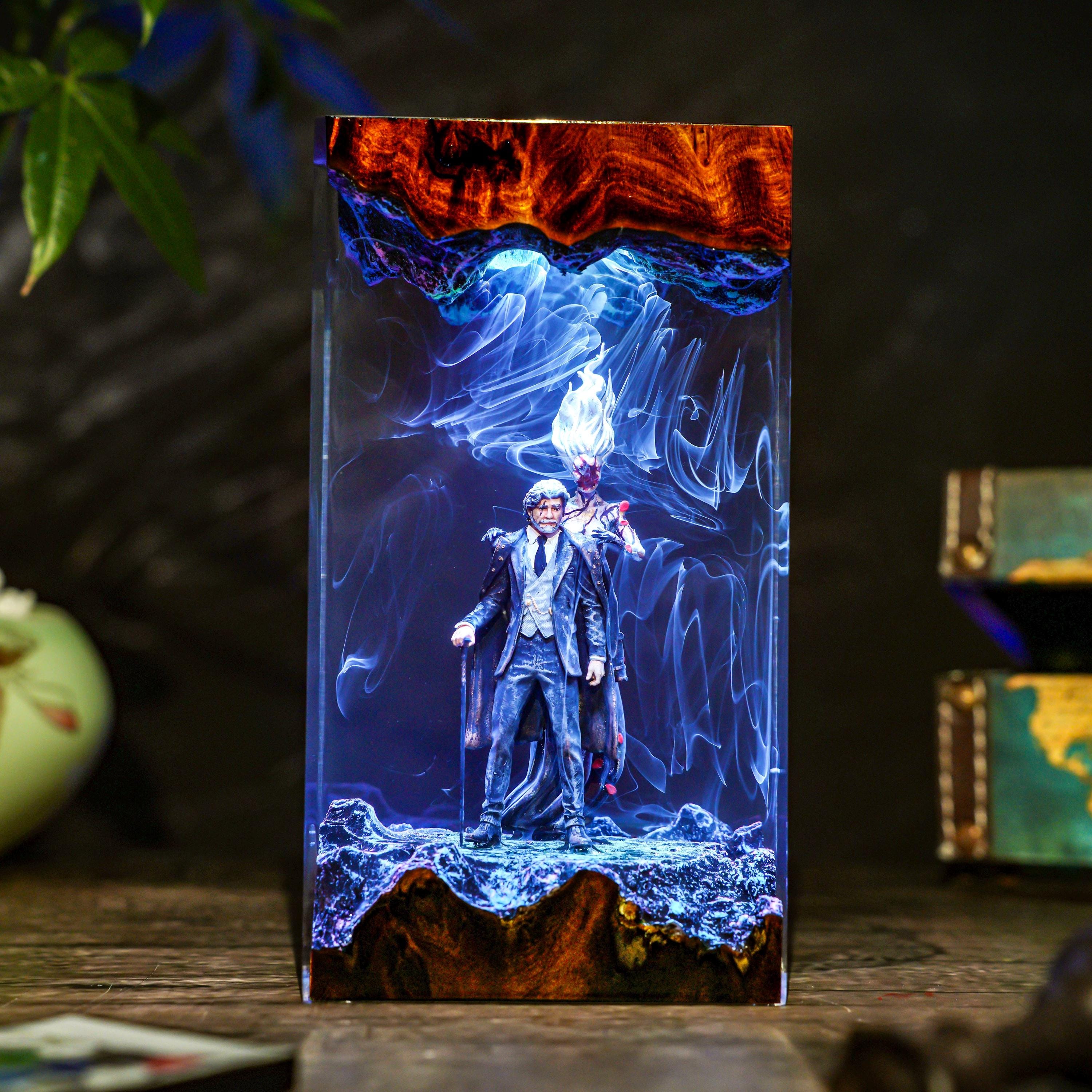Diorama Expedition game lamp, Reloy and Paintwitch Night lamp, Handmade Resin & Wood Lamp, Xmas Gift for Gamer, Unique Light, Gamer gifts