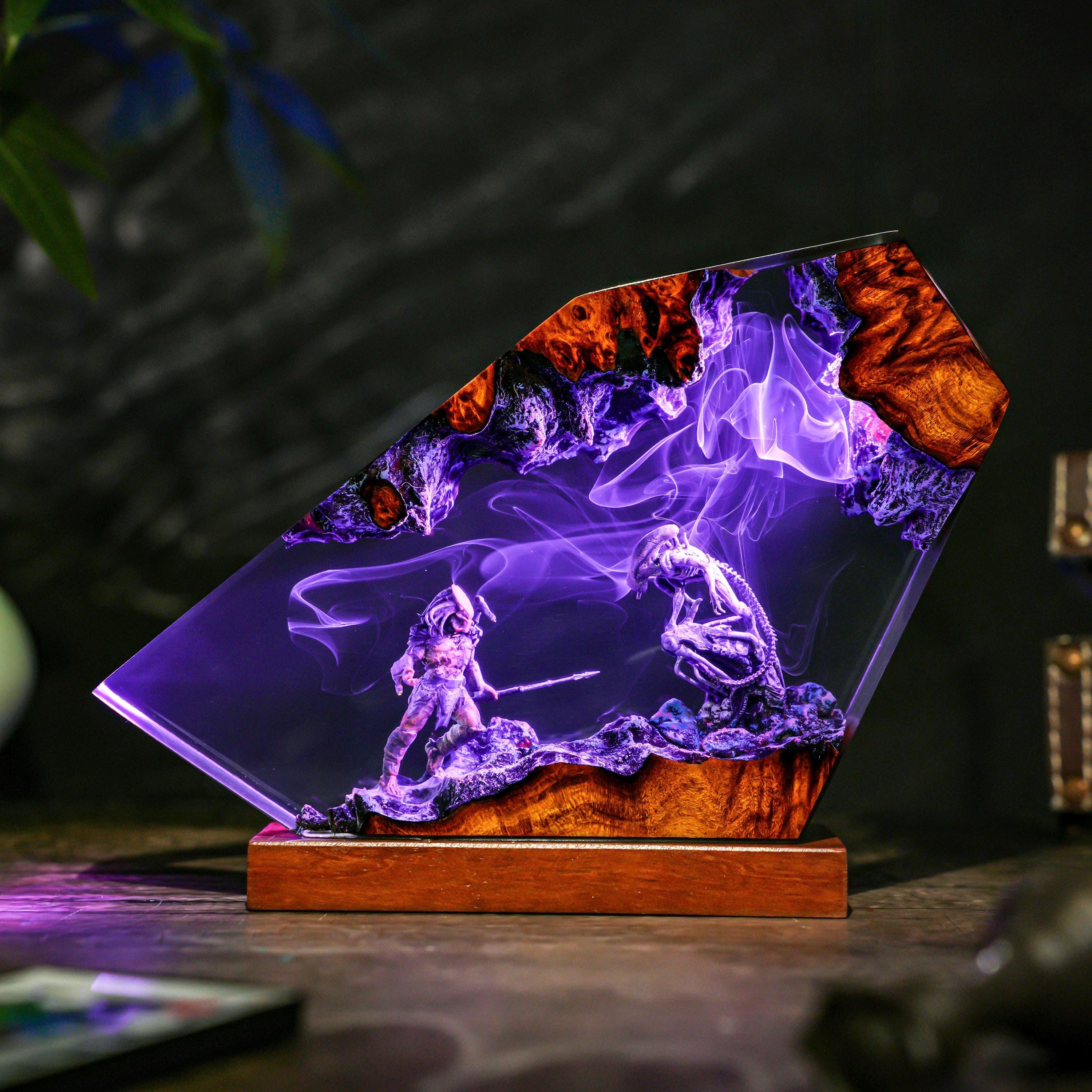 Diorama alien monsters fight lamp, alien movie Resin Lamp, Space Resin Lamp, Personalized Night Light, Sci-Fi Horror Being, Xmas 2025
