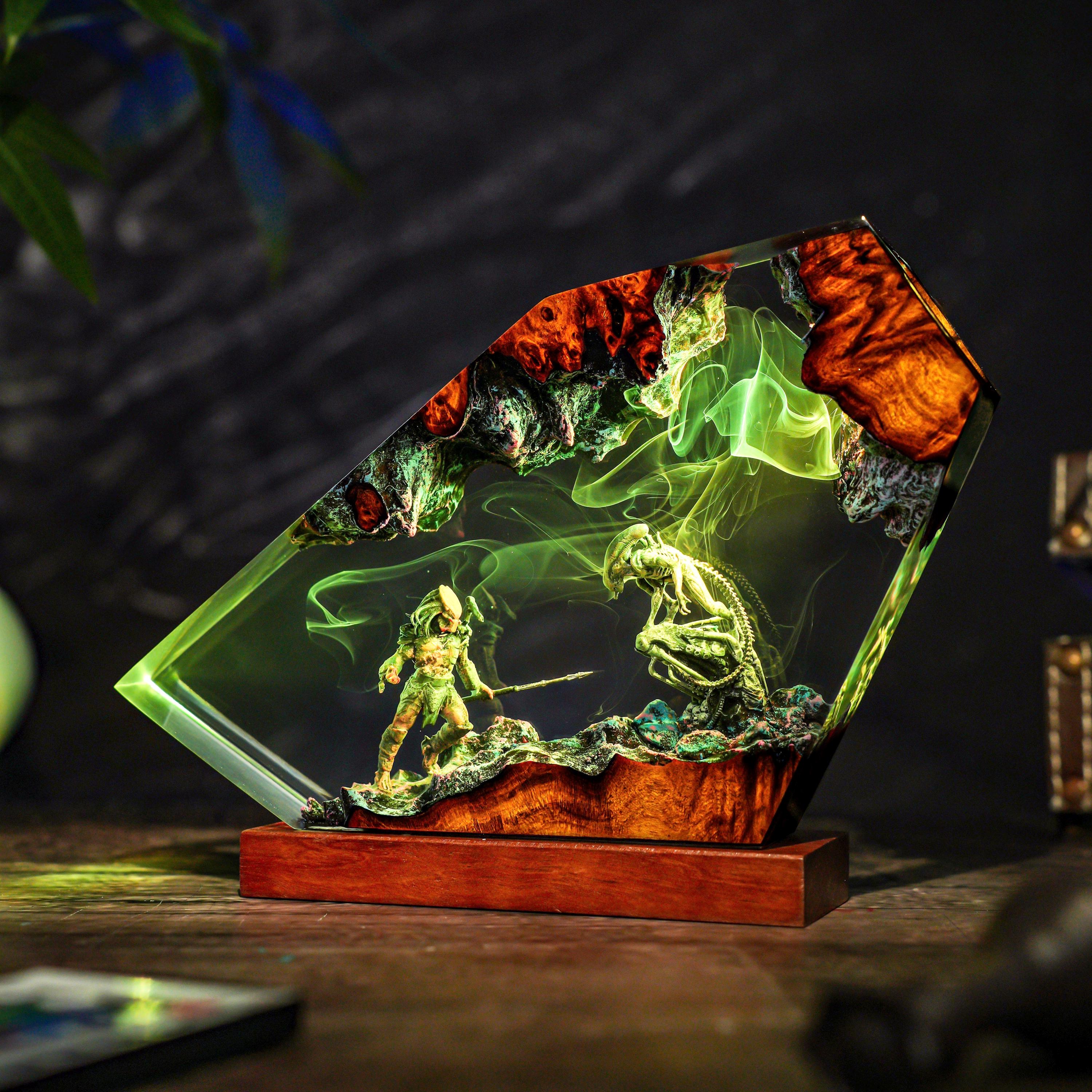 Diorama alien monsters fight lamp, alien movie Resin Lamp, Space Resin Lamp, Personalized Night Light, Sci-Fi Horror Being, Xmas 2025