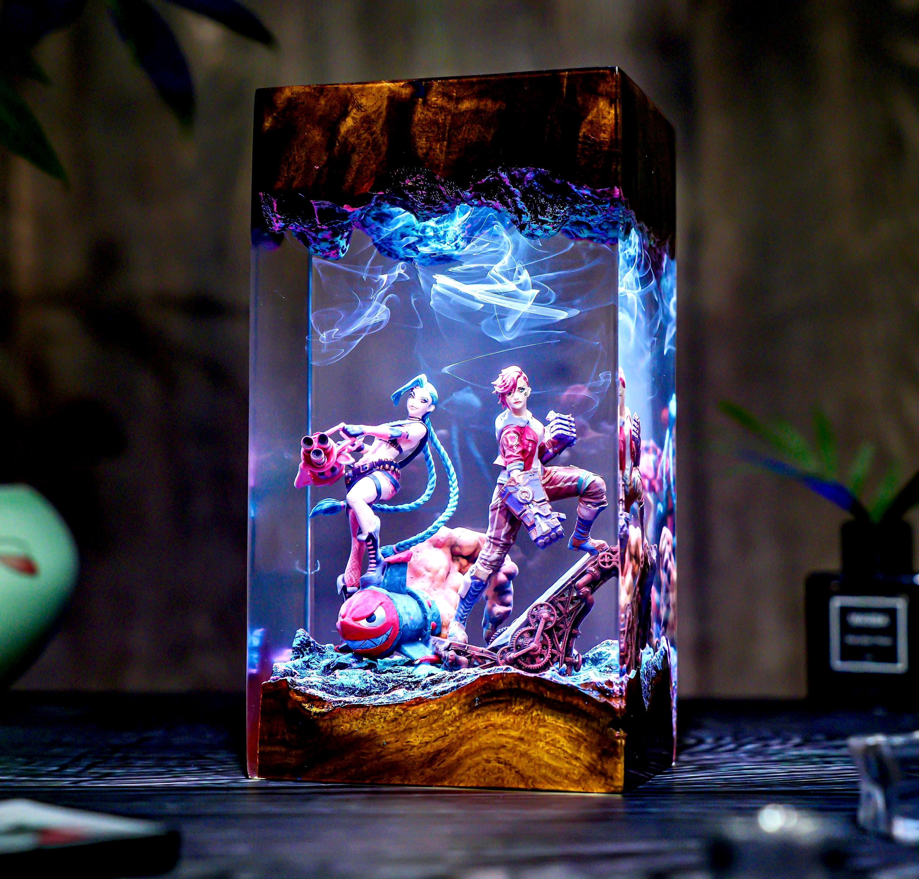 Handmade League of Heroes lamp, Game of Legends, ZinX & Vy Lamp, Resin figures, Table lamp, Gamer Gift, Fan Merchandise, Christmas gift