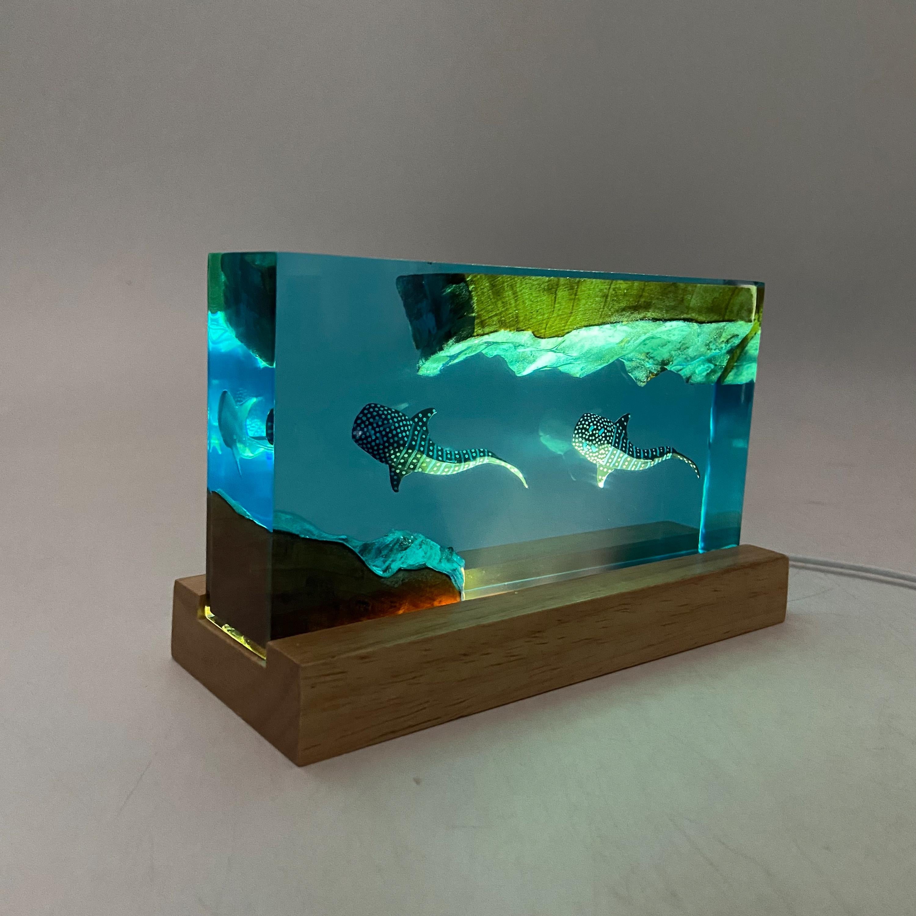 Whale Shark Cube Resin Lamp, Handmade Ornament, Diver Art Craft, ocean art, Best Friend Gift, Unique Decor, Gift for Kids, Christmas gifts