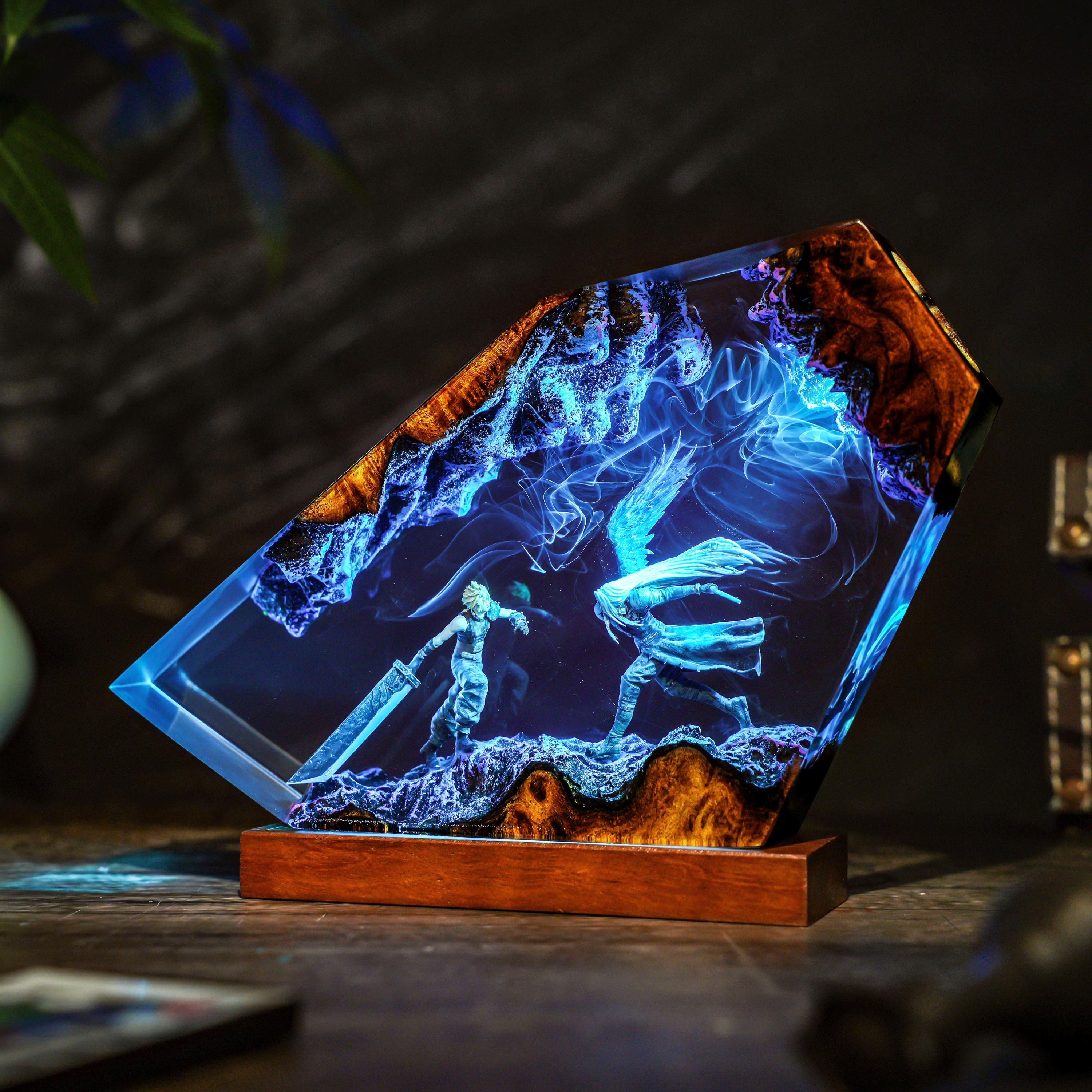 Custom Eternal Fantasy Lamp, Final Legend Art, Cloud Blade vs Sephiron Blade, video game, Gift for gamer, Gift for kids, table lamp