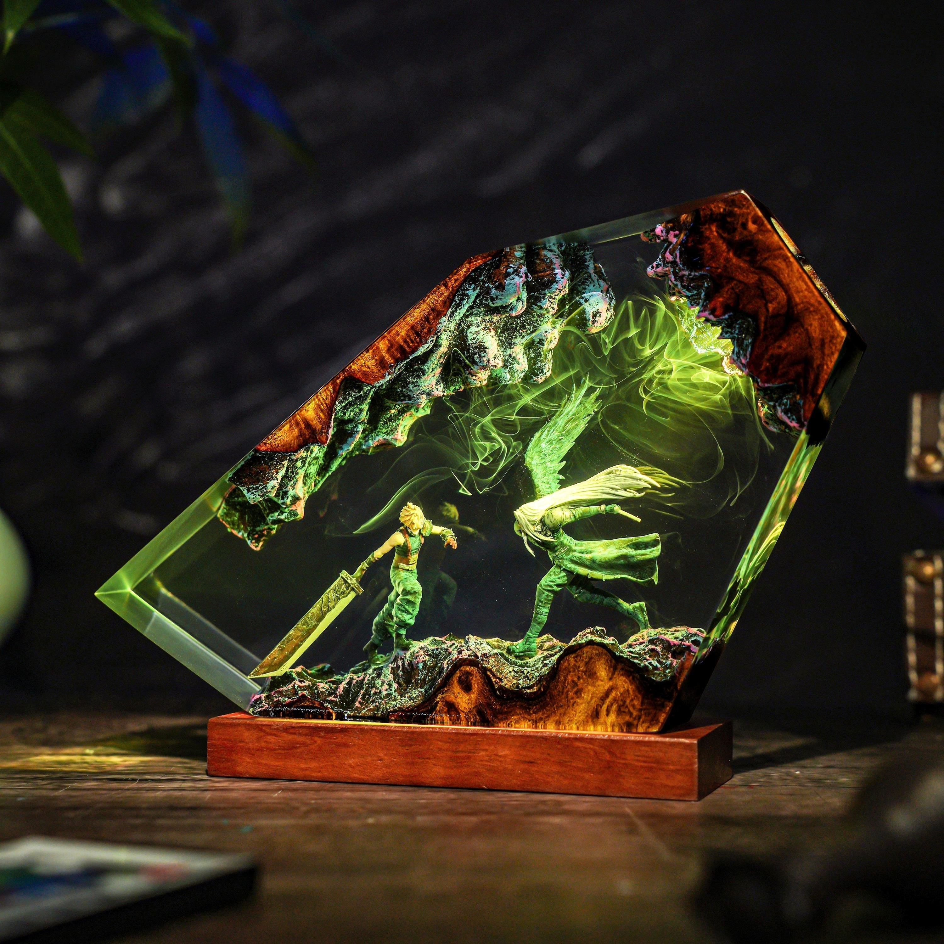 Custom Eternal Fantasy Lamp, Final Legend Art, Cloud Blade vs Sephiron Blade, video game, Gift for gamer, Gift for kids, table lamp