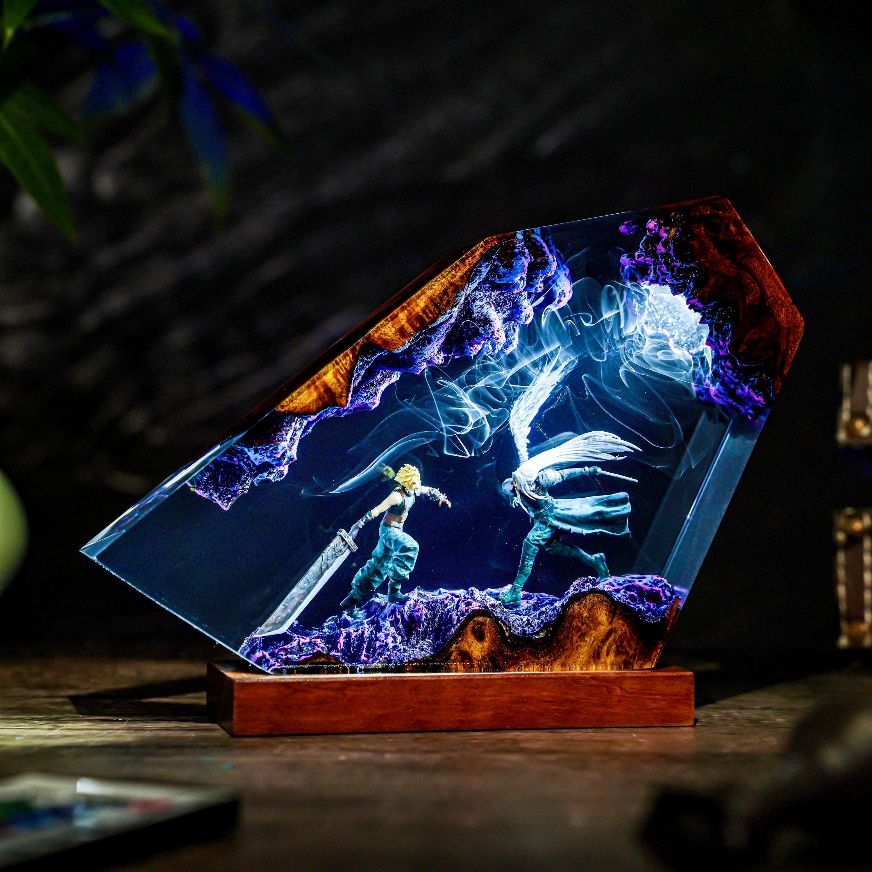 Custom Eternal Fantasy Lamp, Final Legend Art, Cloud Blade vs Sephiron Blade, video game, Gift for gamer, Gift for kids, table lamp