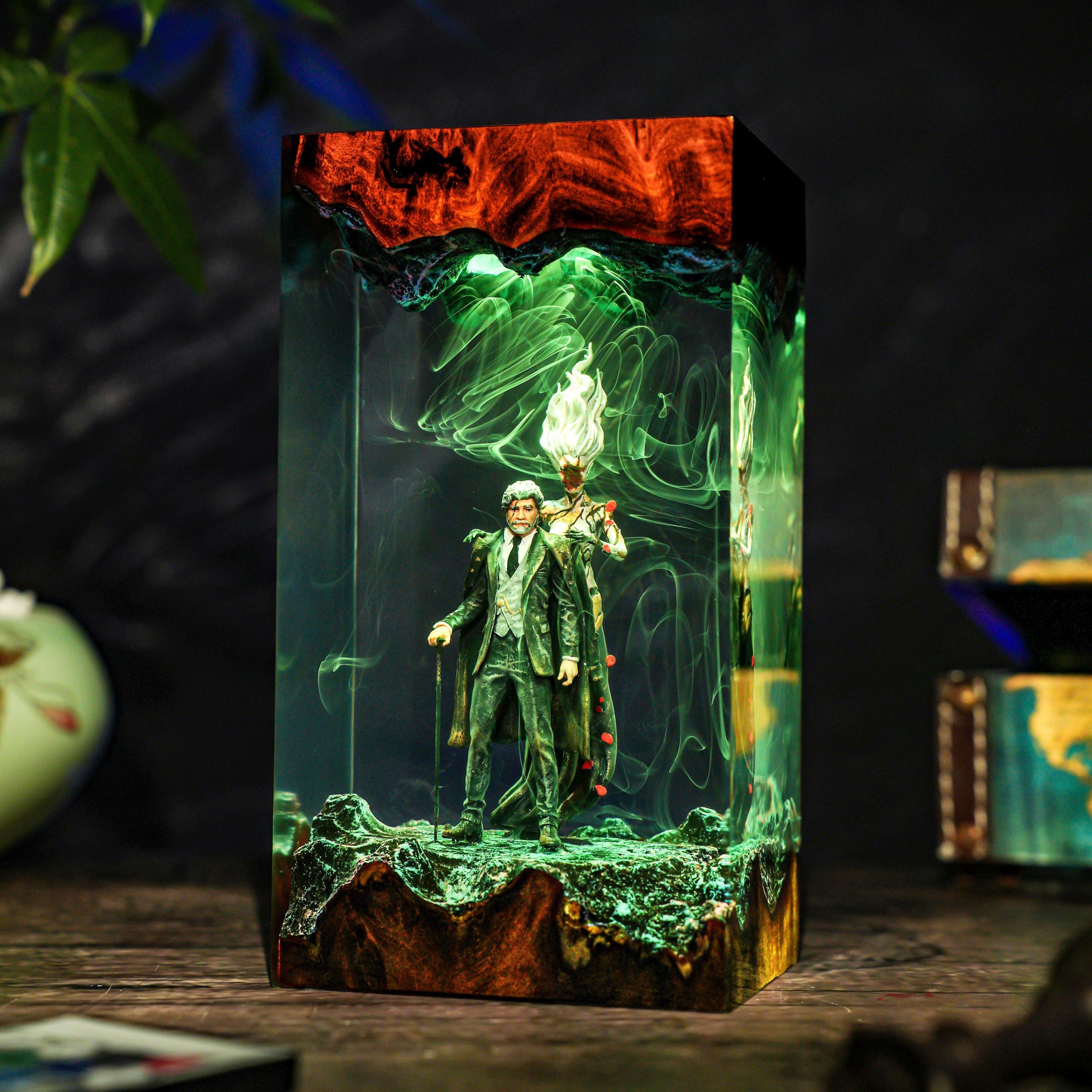 Diorama Expedition game lamp, Reloy and Paintwitch Night lamp, Handmade Resin & Wood Lamp, Xmas Gift for Gamer, Unique Light, Gamer gifts