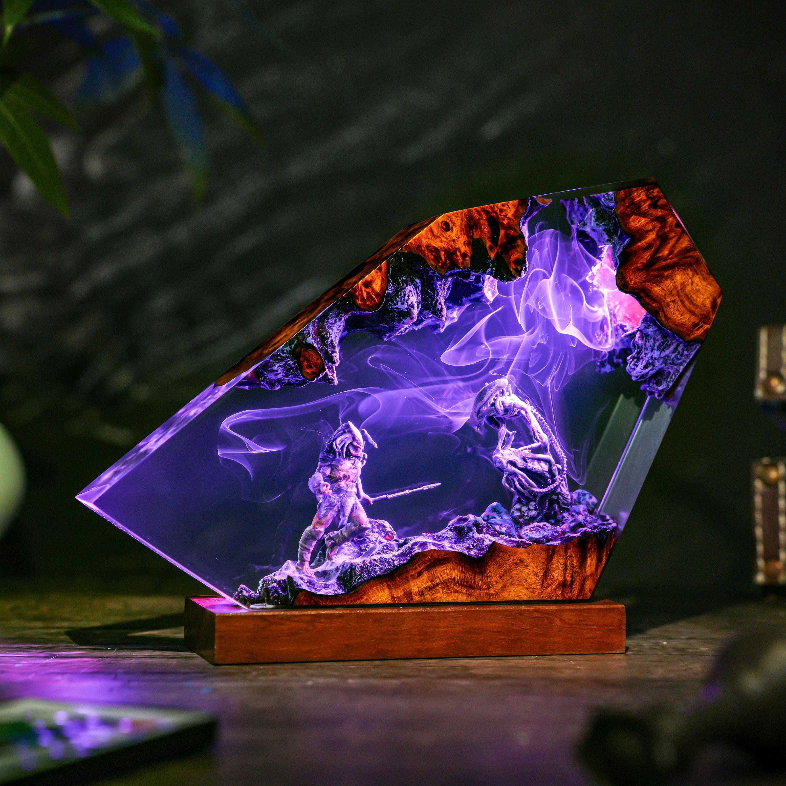 Diorama alien monsters fight lamp, alien movie Resin Lamp, Space Resin Lamp, Personalized Night Light, Sci-Fi Horror Being, Xmas 2025
