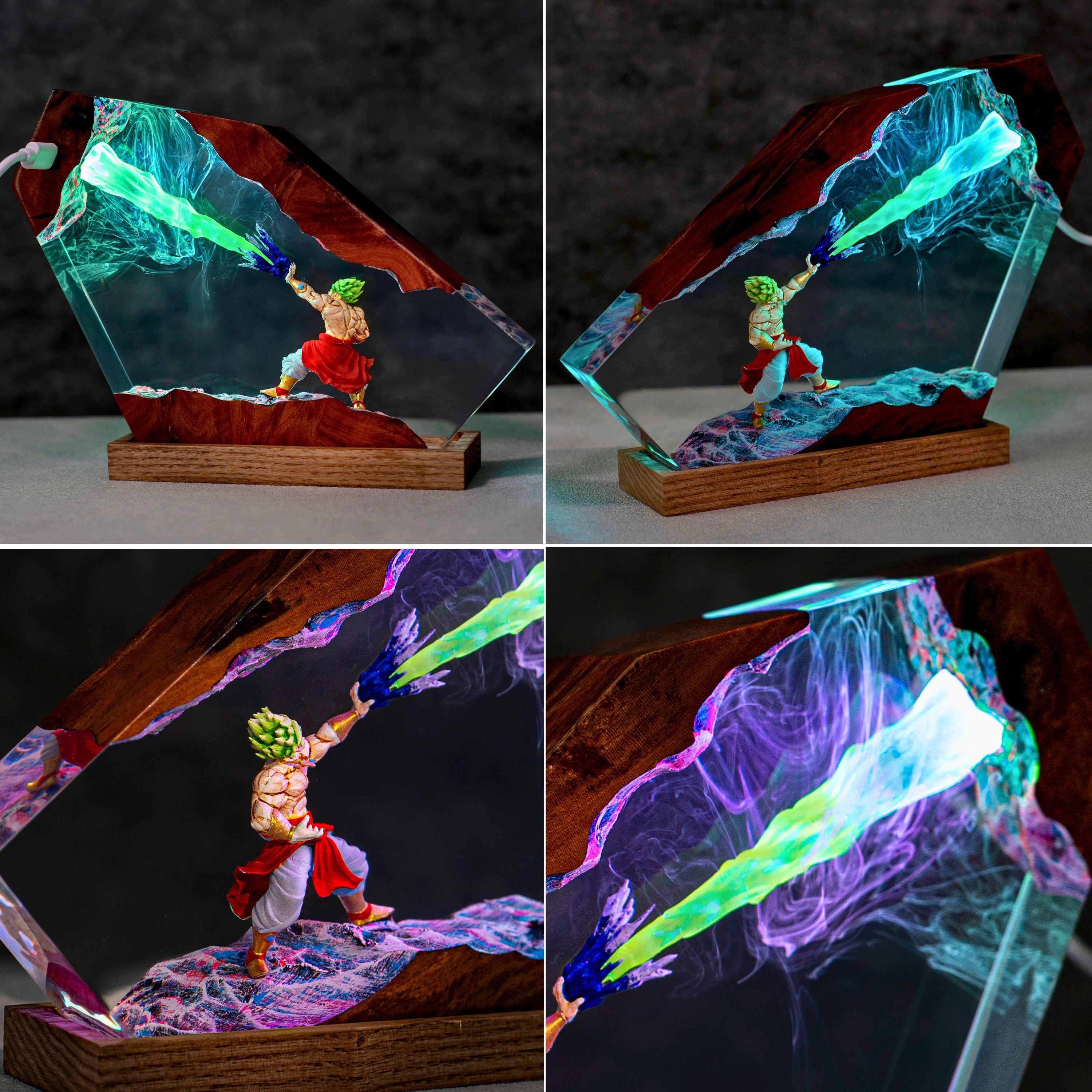 Handcrafted Anime Resin Night Light - Japanese anime Epoxy Lamp, Dragon ball Majin Son, goku and vegeta