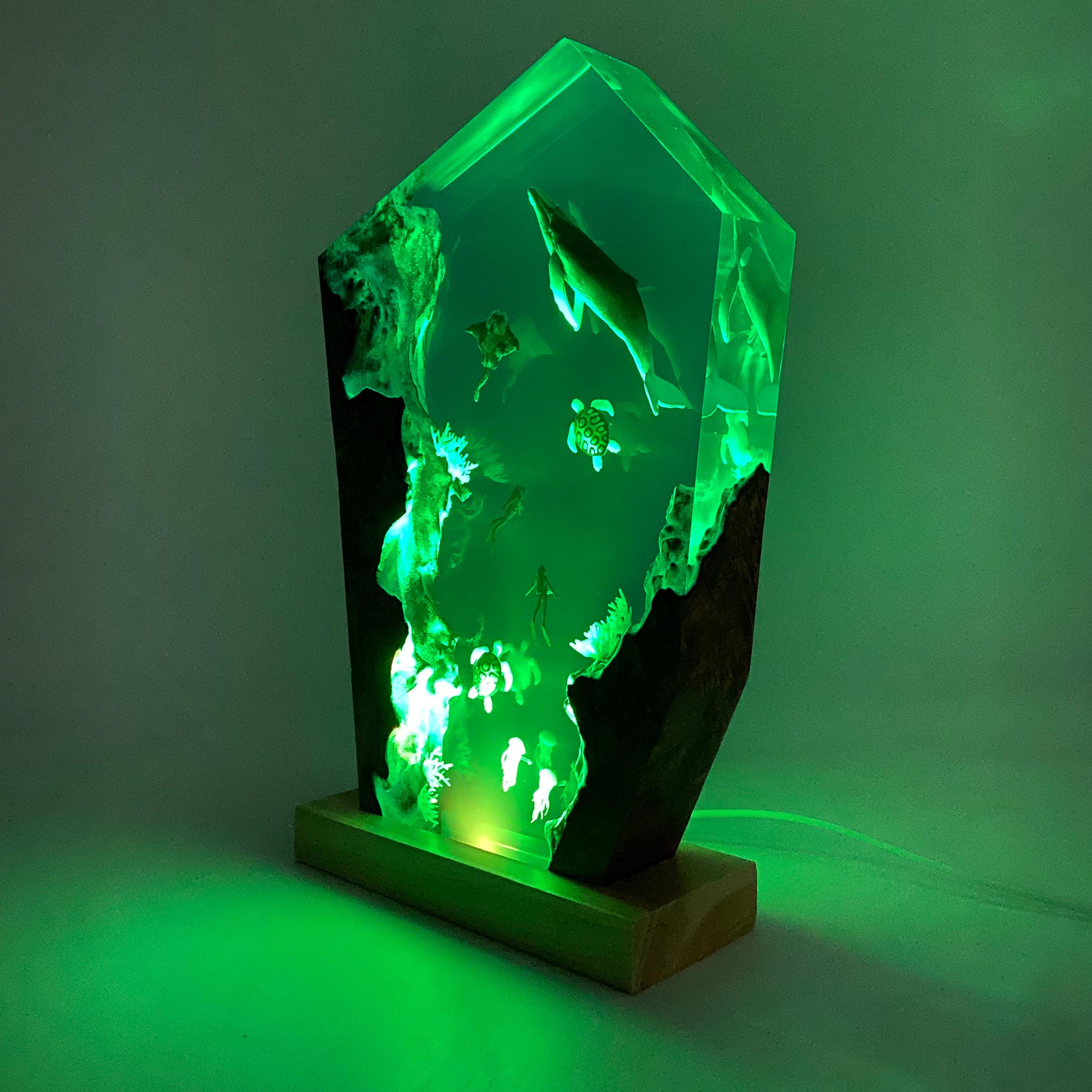 Ocean Resin Night Light, Unique Home Decoration, Gift For Her, Christmas Gift, Gift For Friend, Humpback Whale, Manta Ray