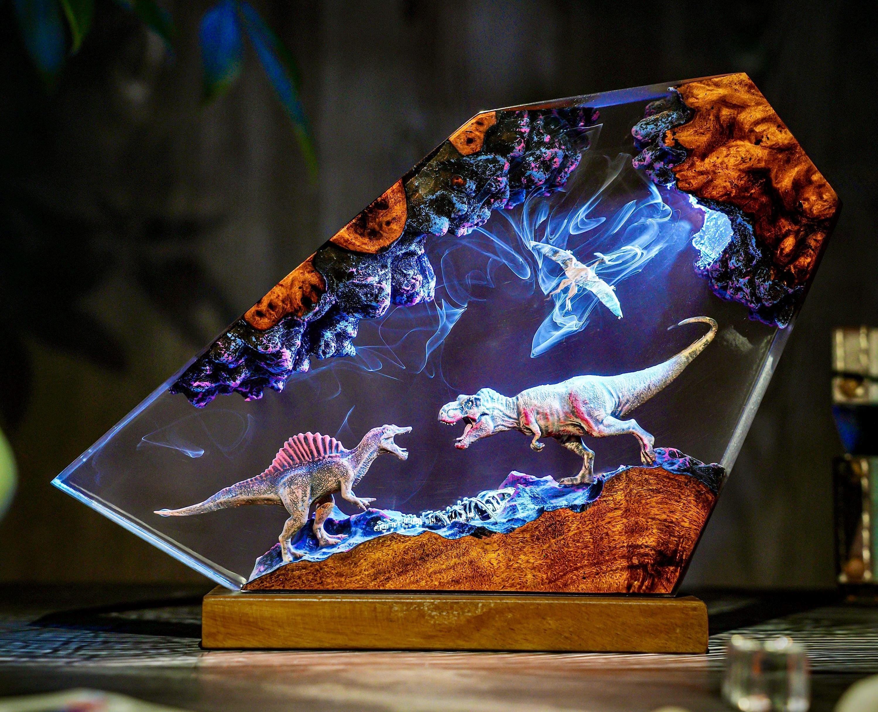 Custom Spinosaurus vs T-rex Dinosaur lamp, Customer Jurassic night light, Animal Figurine Dinosaur statue, halloween gift, Christmas gift