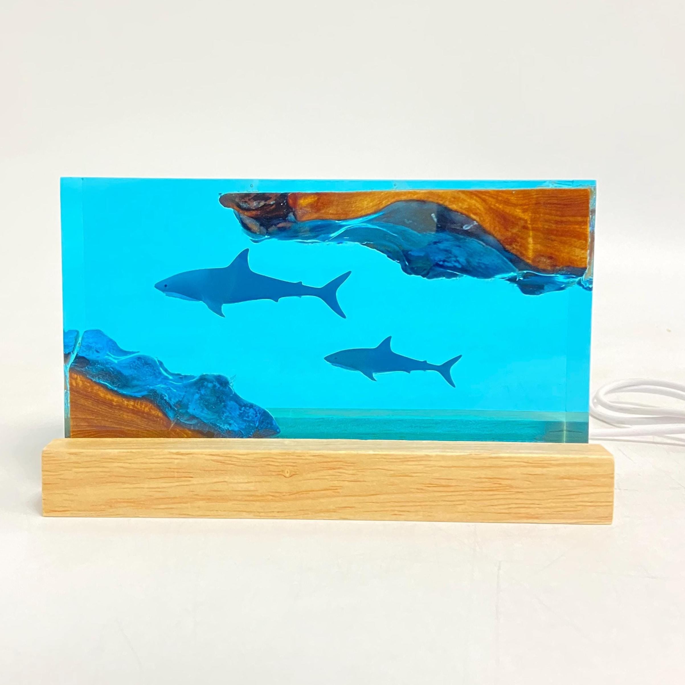 Shark Cube Resin Lamp, Home Decor, Personalized Gifts, Halloween Gifts, Handmade Gifts for Kids, Christmas Gifts