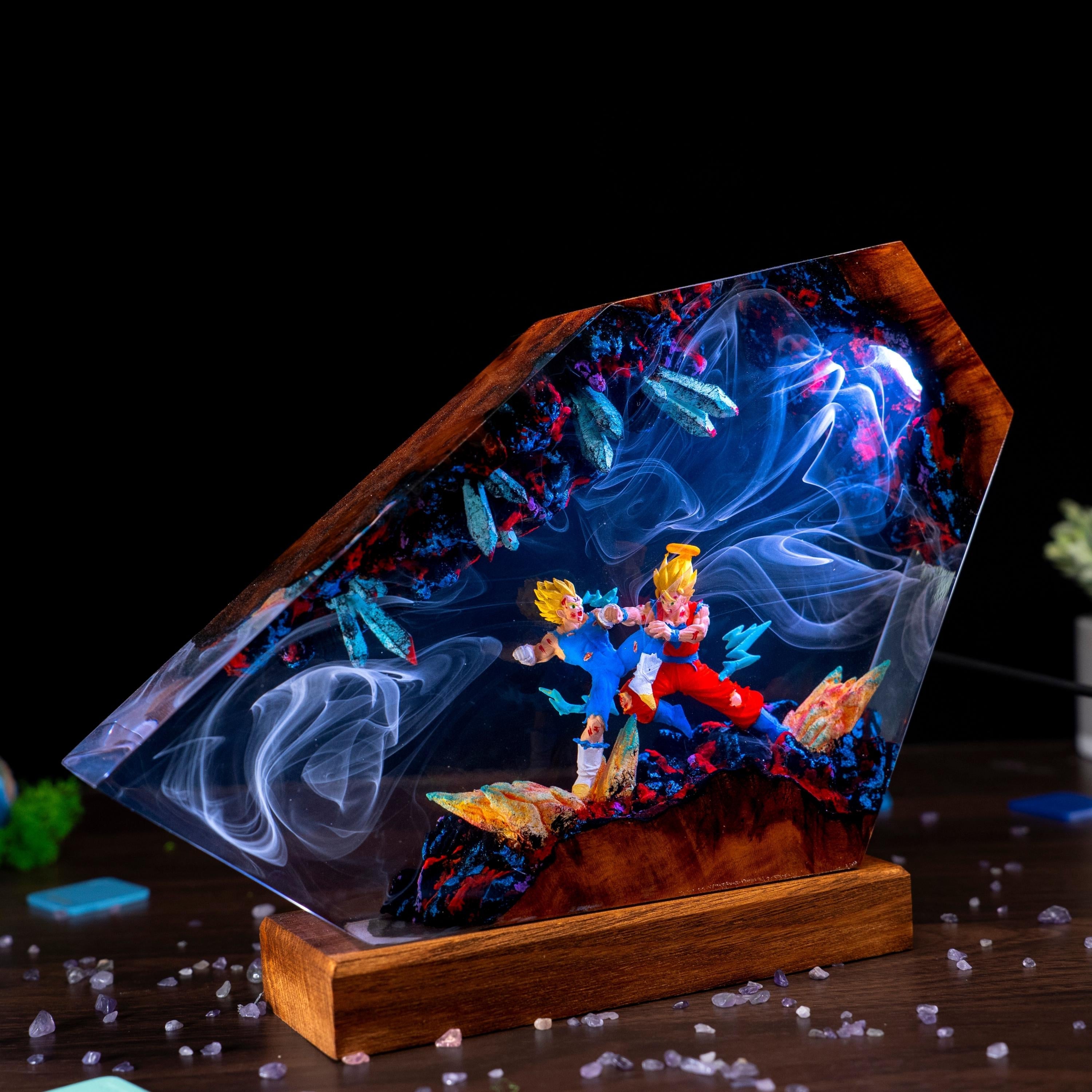 Dragon ball Majin Son goku and vegeta resin night light, anime resin lamp, playroom decore for him, Unique Gift for Anime Lovers