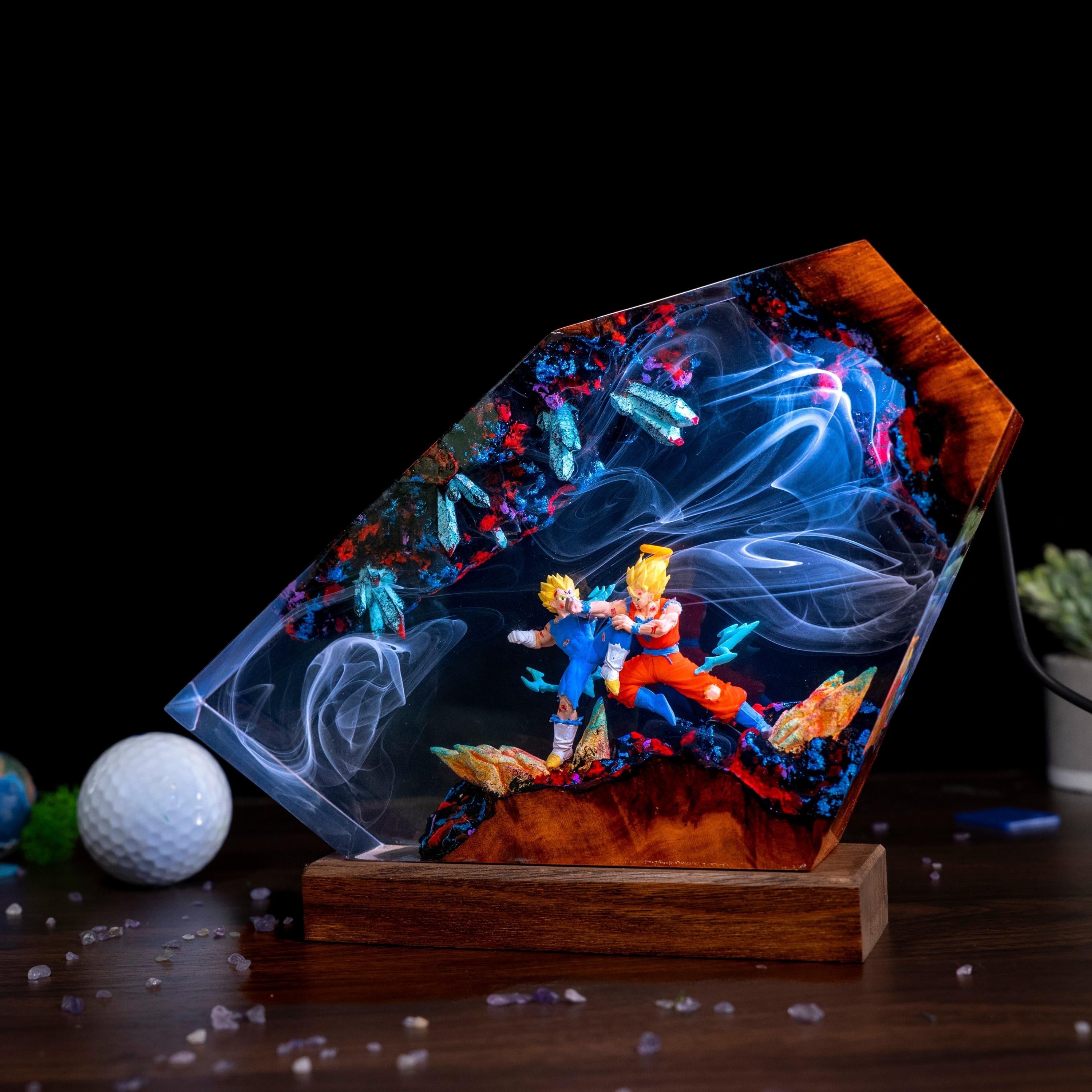 Dragon ball Majin Son goku and vegeta resin night light, anime resin lamp, playroom decore for him, Unique Gift for Anime Lovers