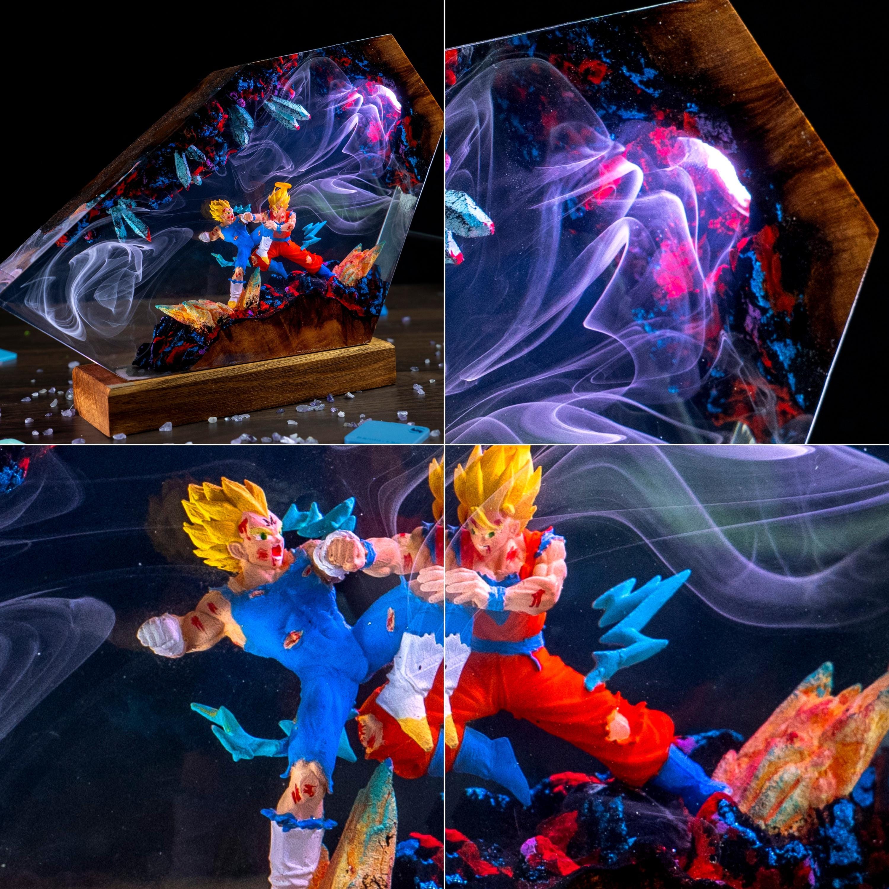 Dragon ball Majin Son goku and vegeta resin night light, anime resin lamp, playroom decore for him, Unique Gift for Anime Lovers