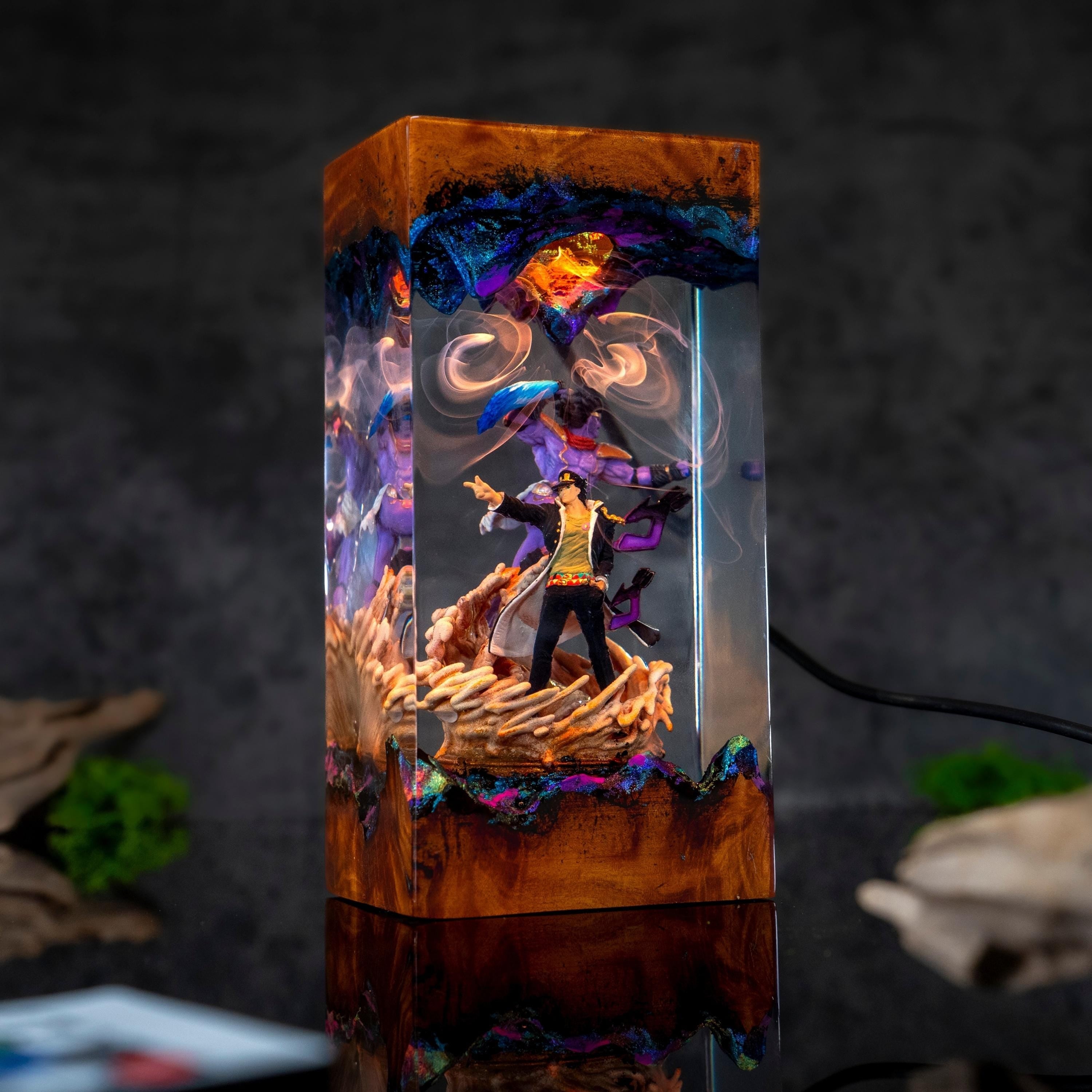 Gojo Satoru resin night light, Jujutsu Kaisen-Inspired Collectible, Otaku Room Decor Gift, Jotaro Kujo Resin Lamp, JoJo Anime Night Light