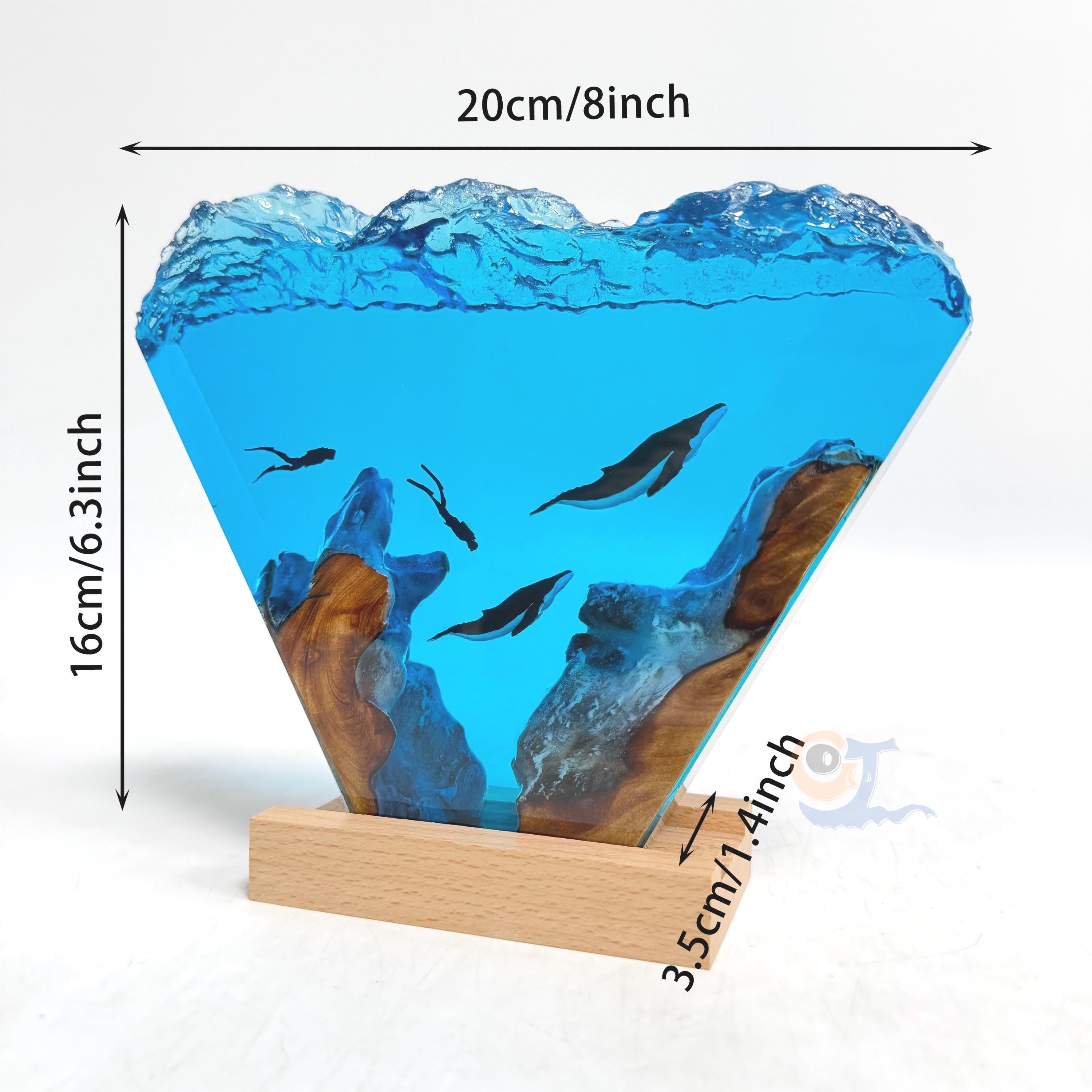 Humpback Whale Resin Night Light, Custom diver Epoxy Lamp, Halloween Gifts, Christmas Gifts, Best Friend Gifts