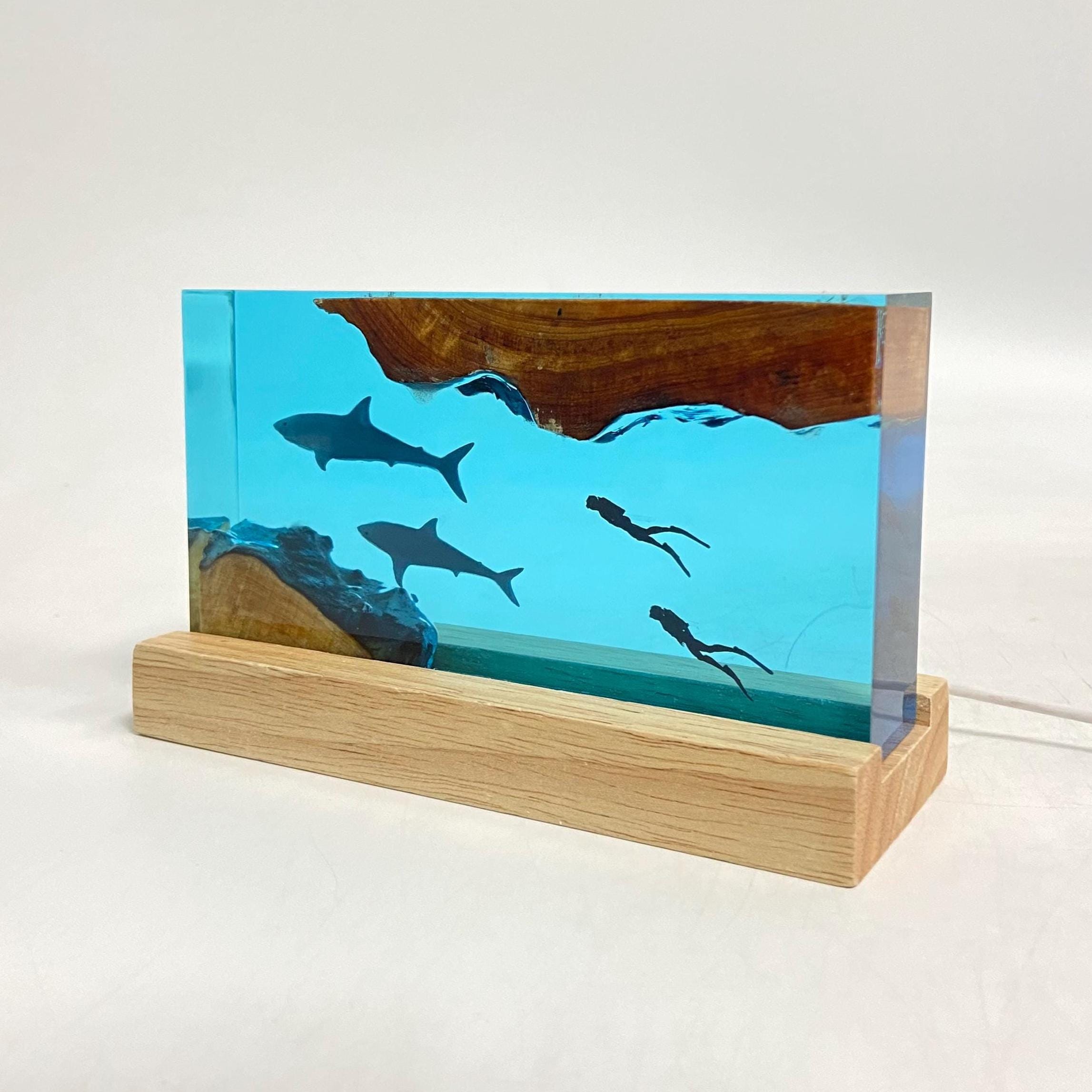 Shark Cube Resin Lamp, Home Decor, Personalized Gifts, Halloween Gifts, Handmade Gifts for Kids, Christmas Gifts, Mother's Gift