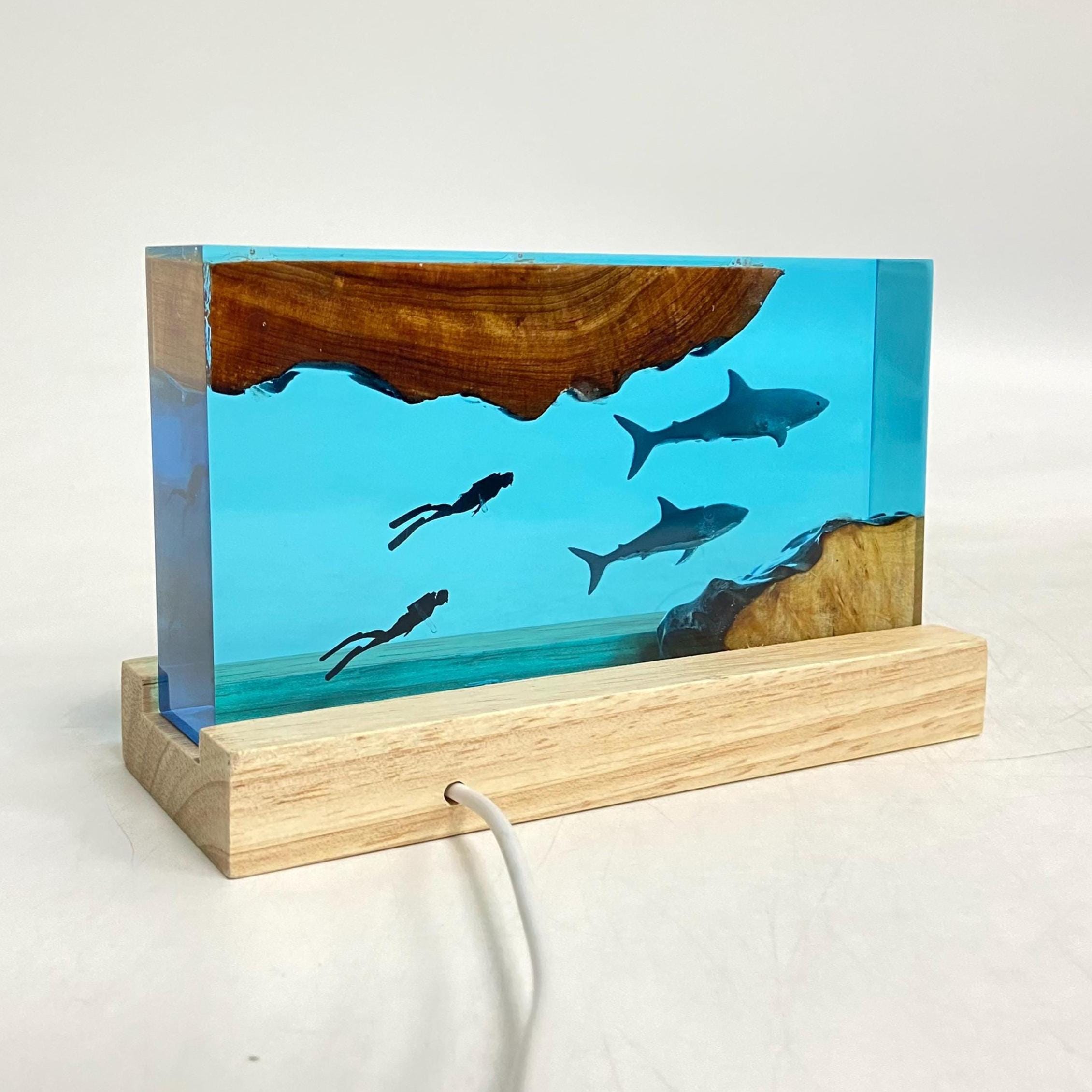 Shark Cube Resin Lamp, Home Decor, Personalized Gifts, Halloween Gifts, Handmade Gifts for Kids, Christmas Gifts, Mother's Gift