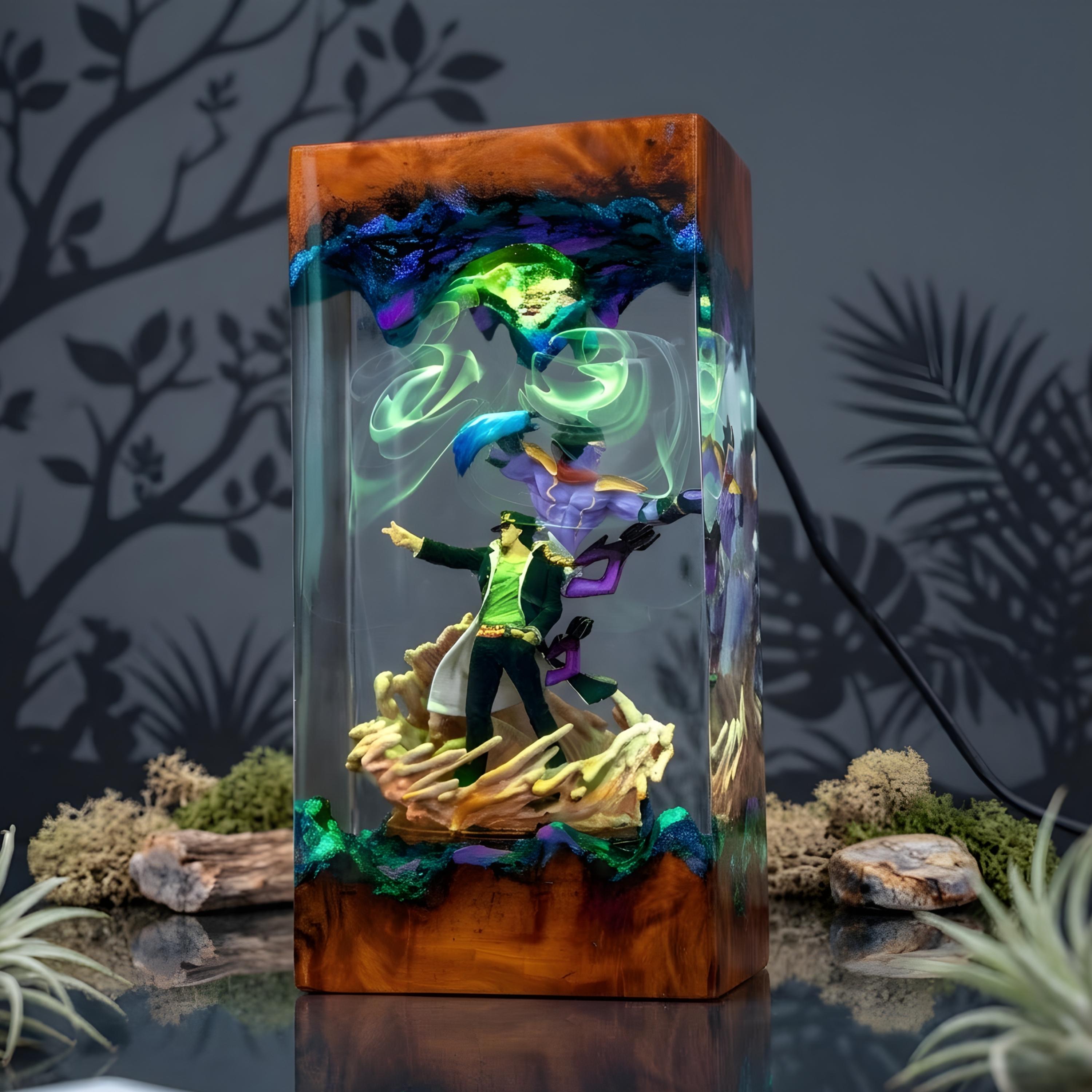 Gojo Satoru resin night light, Jujutsu Kaisen-Inspired Collectible, Otaku Room Decor Gift, Jotaro Kujo Resin Lamp, JoJo Anime Night Light