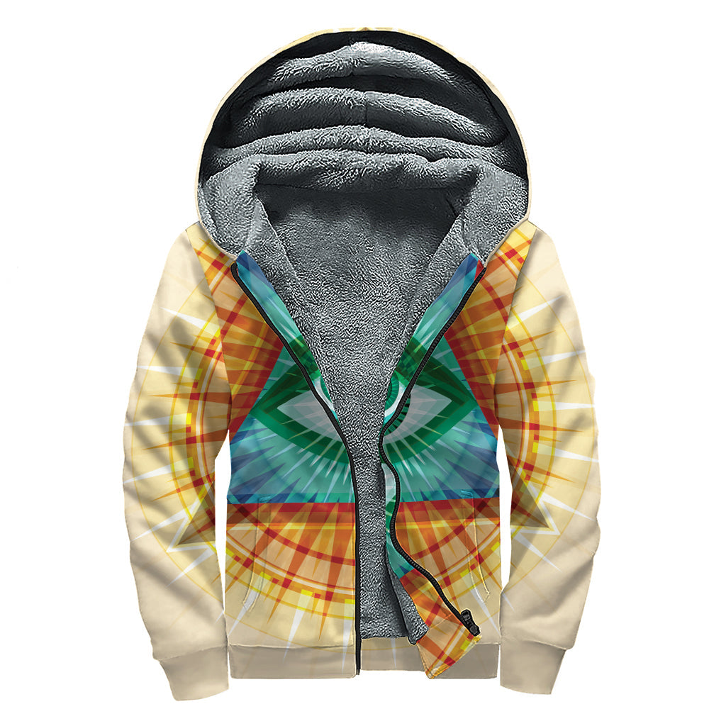 Illuminati Eye of Providence Printed Sherpa Lined Zip Up Hoodie: The Ultimate Hippie Style Statement - 1