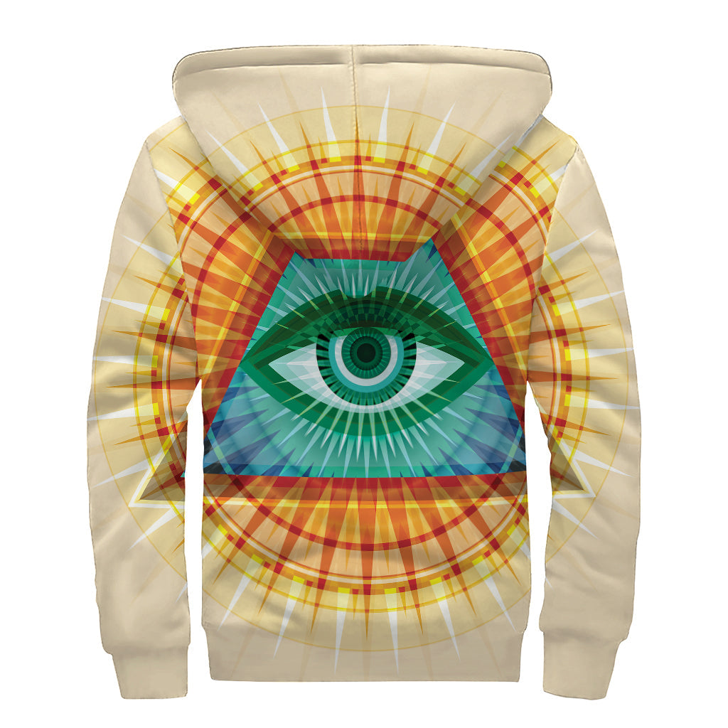 Illuminati Eye of Providence Printed Sherpa Lined Zip Up Hoodie: The Ultimate Hippie Style Statement - 2