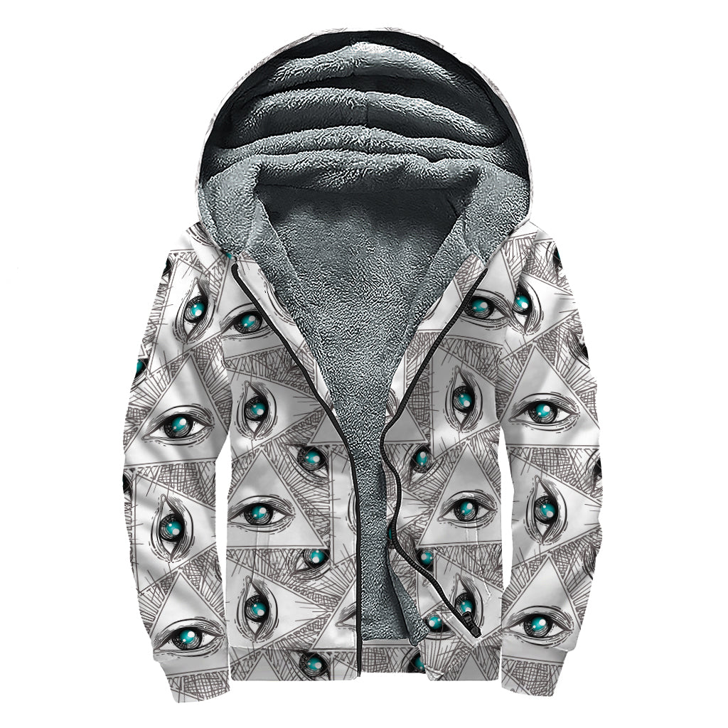 Illuminati Vibe Sherpa Lined Zip Up Hoodie for Groovy Hippies - 1