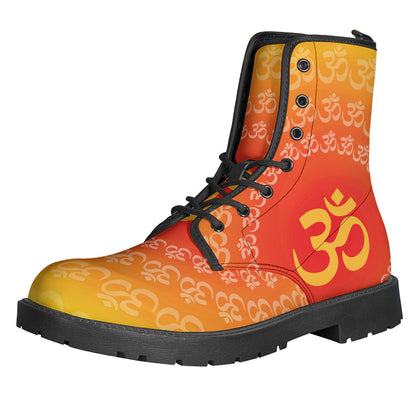 Step out in Style with Indian OM Sign Print Leather Boots - 1