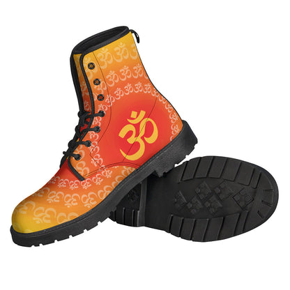 Step out in Style with Indian OM Sign Print Leather Boots - 2