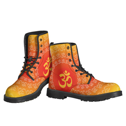 Step out in Style with Indian OM Sign Print Leather Boots - 3