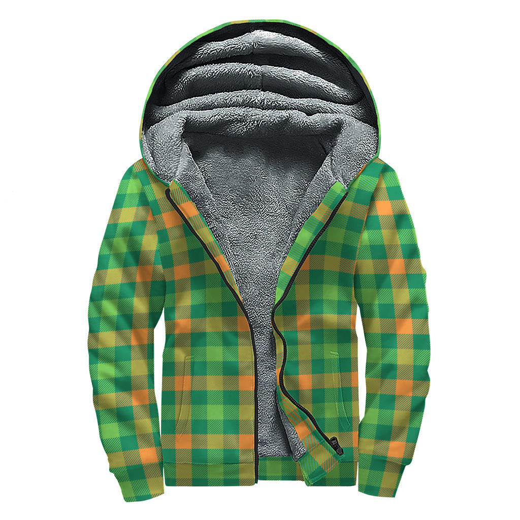 Cozy Vibes: Trendy Irish Buffalo Check Sherpa Lined Hoodie for Groovy Hippies - 1