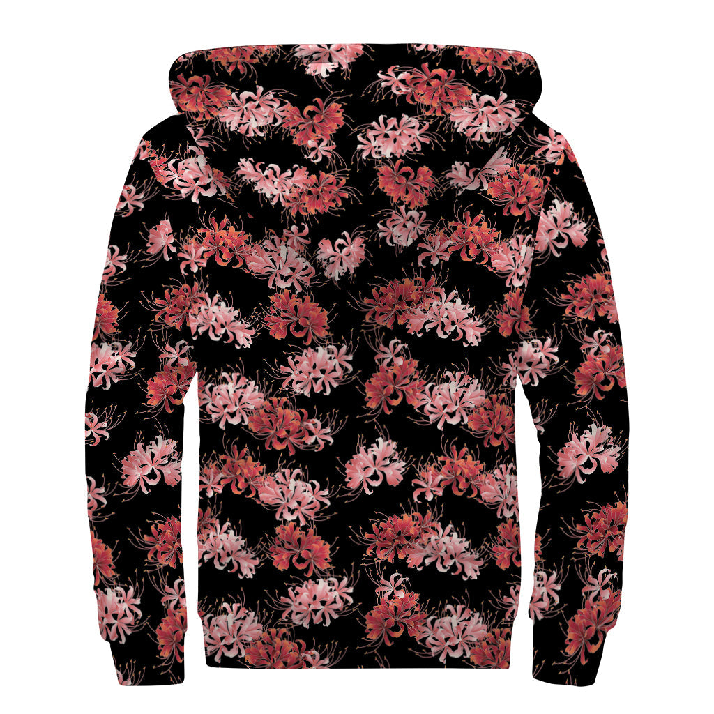 Groovy Japanese Cluster Amaryllis Sherpa Lined Zip Up Hoodie for the Free Spirited Hippie - 2