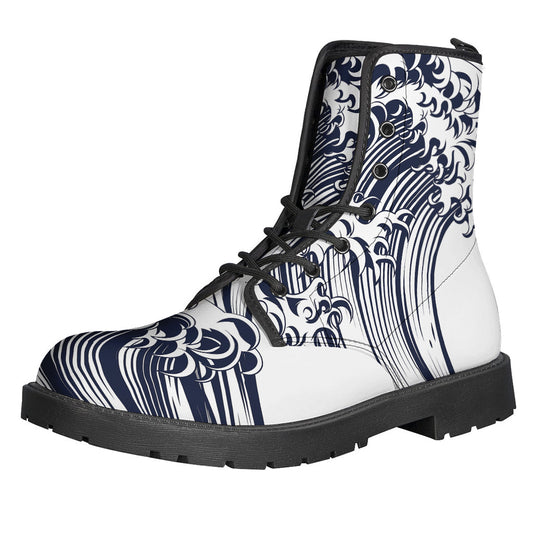 Kanagawa Wave Leather Boots: Embrace Your Inner Hippie Style - 1