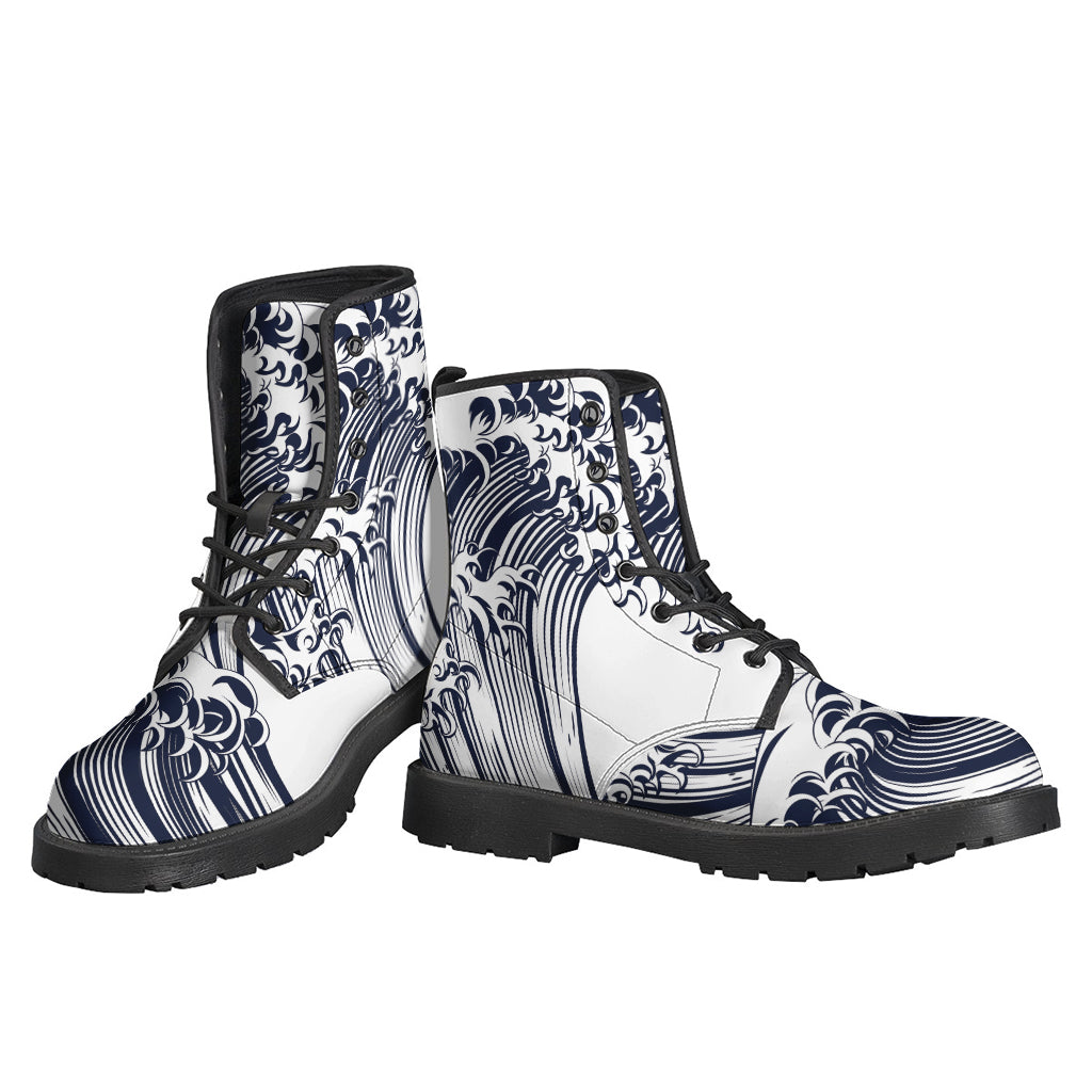 Kanagawa Wave Leather Boots: Embrace Your Inner Hippie Style - 3