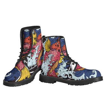 Kickin' It in Japanese Koi Carp Leather Lightweight Boots - 3