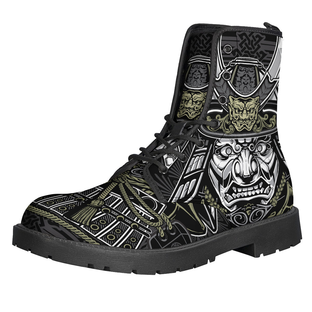 Samurai Rugby Boot Step into Peace and Style with Japanese Samurai Warrior Print Leather ...