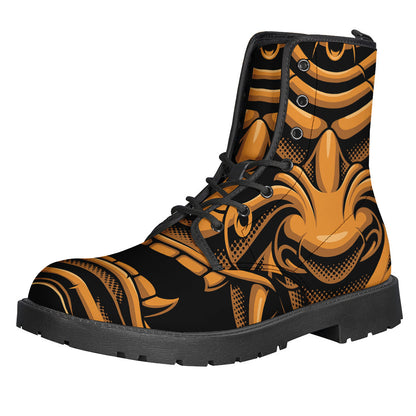 Channel Your Inner Warrior with these Japanese Warrior Print Leather Boots - 1