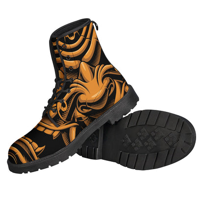 Channel Your Inner Warrior with these Japanese Warrior Print Leather Boots - 2