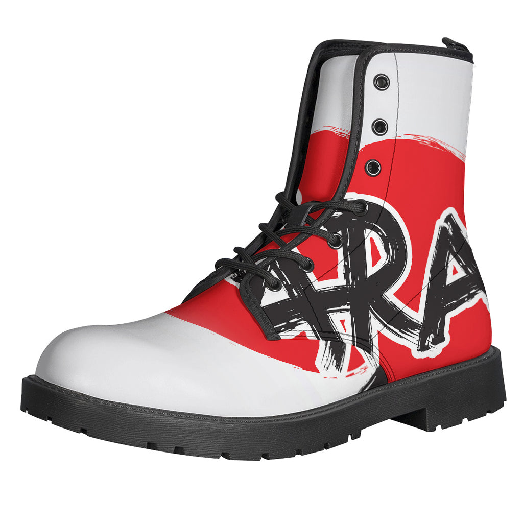 Karate Text Print Leather Boots: Channel Your Inner Hippie Style with Lightweight Comfort - 1