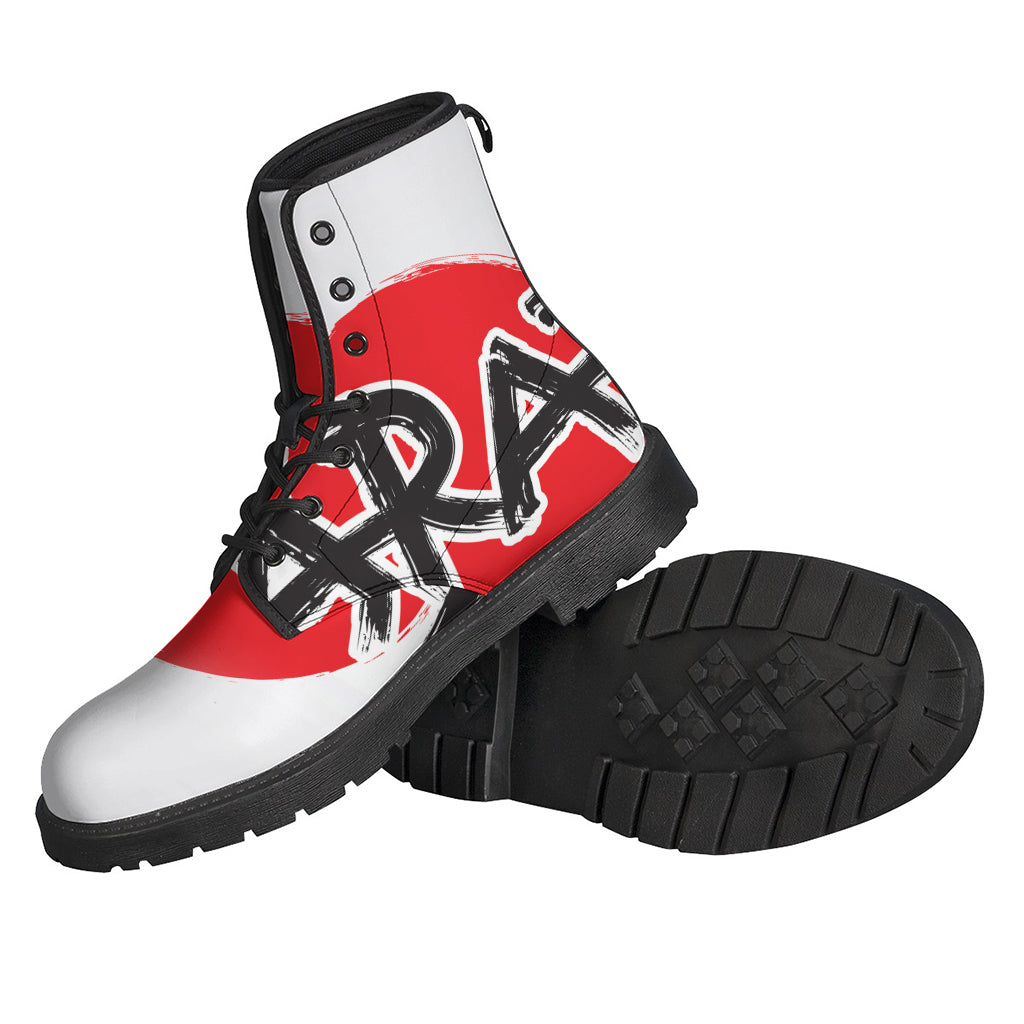 Karate Text Print Leather Boots: Channel Your Inner Hippie Style with Lightweight Comfort - 2