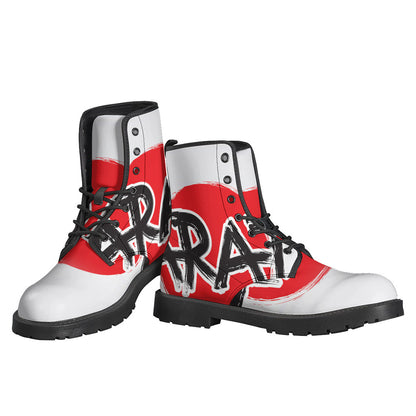 Karate Text Print Leather Boots: Channel Your Inner Hippie Style with Lightweight Comfort - 3