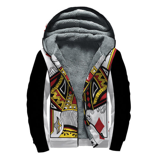 King of Diamonds Sherpa Lined Zip Up Hoodie: Embrace Your Inner Hippie Style - 1