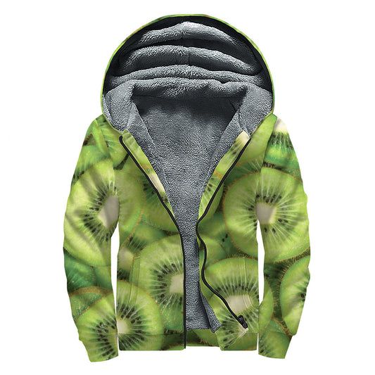 Kiwi Slice Sherpa: Embrace Your Inner Hippie with this Lined Zip Up Hoodie - 1