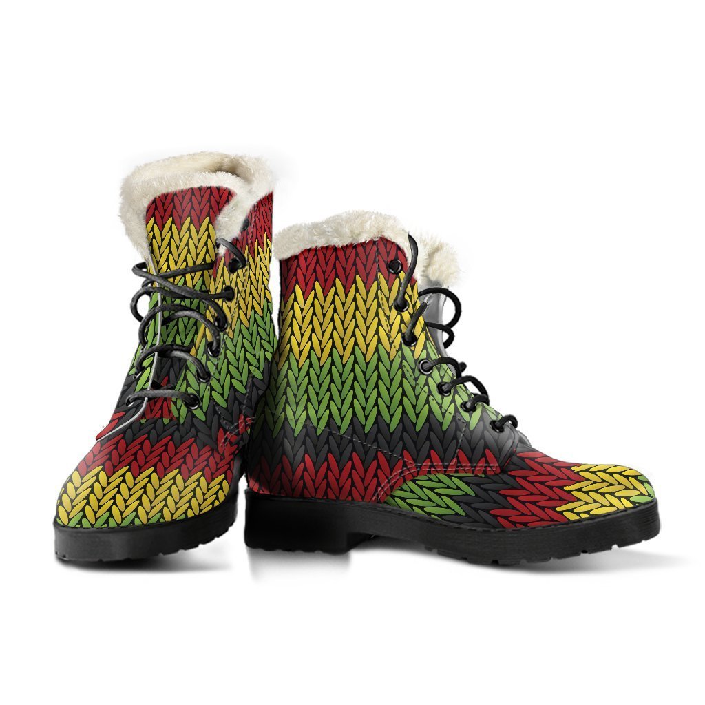 Groovy Knitted Reggae Faux Fur Leather Boots for Boho Babes - 3