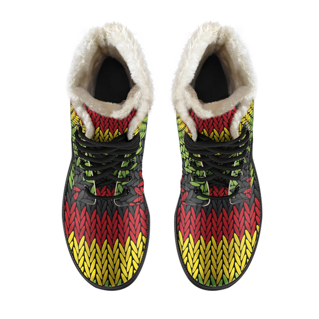 Groovy Knitted Reggae Faux Fur Leather Boots for Boho Babes - 4