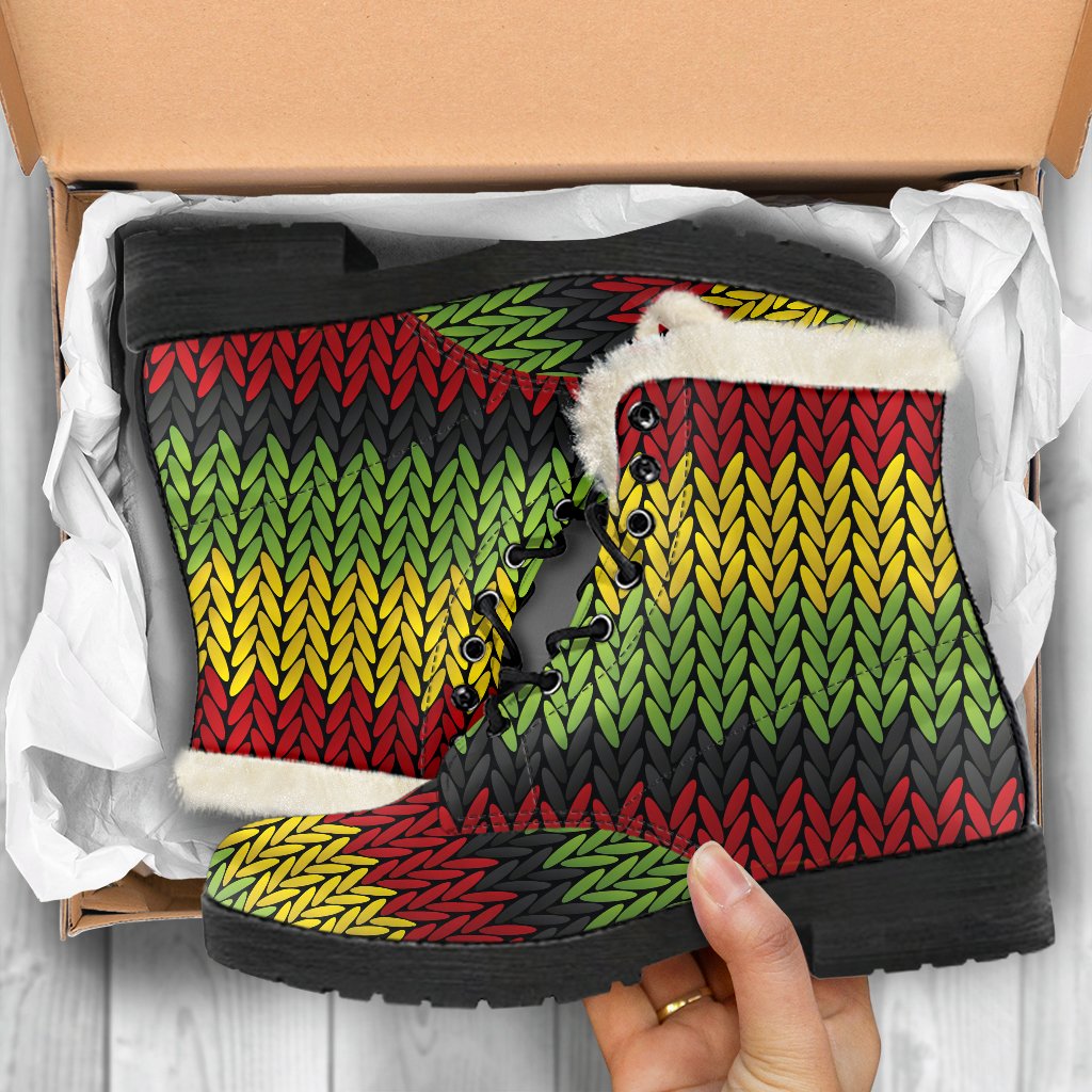 Groovy Knitted Reggae Faux Fur Leather Boots for Boho Babes - 5