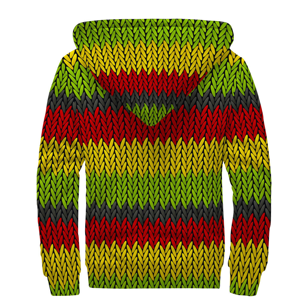 Reggae Rhythm Sherpa: Knitted Style Zip Up Hoodie for the Free-Spirited Hippie - 2