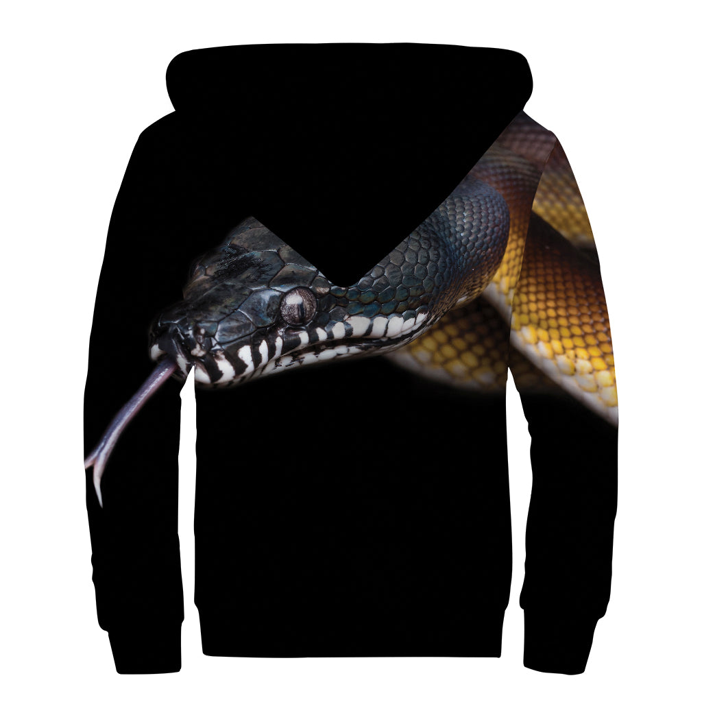 Leiopython Snake Print Sherpa Lined Zip Up Hoodie: Embrace Your Inner Hippie Style! - 2