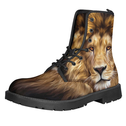 Leo Portrait Print Leather Boots: Boho-Chic Style for Modern Hippies - 1